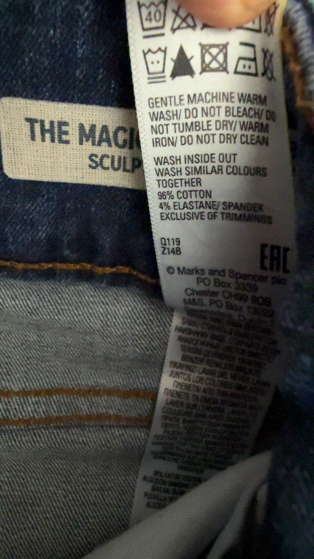 M&S Blue Denim The Magic Jean Sculpt Skinny Jeans UK 8 Regular Length image 6