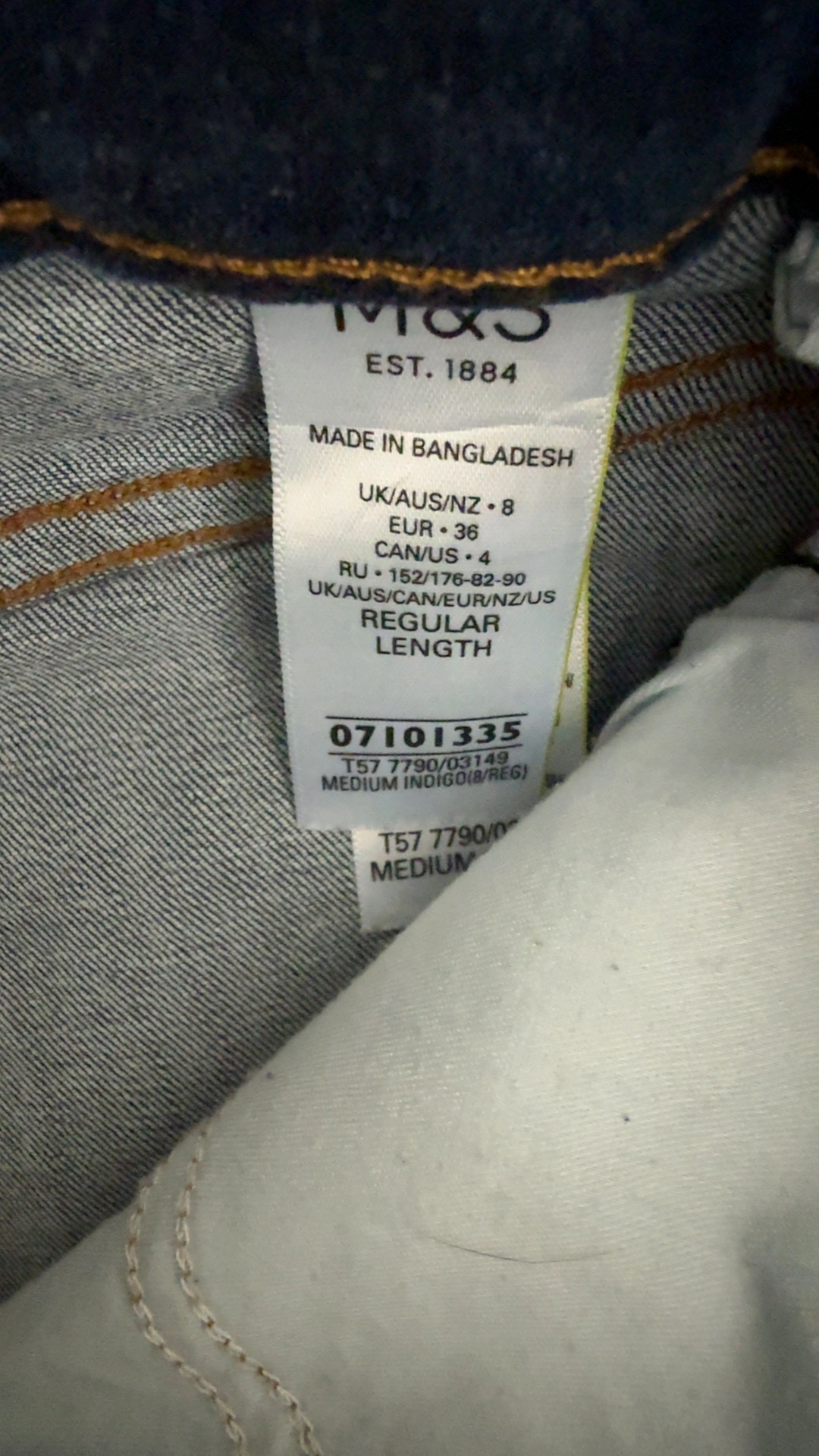 M&S Blue Denim The Magic Jean Sculpt Skinny Jeans UK 8 Regular Length image 7