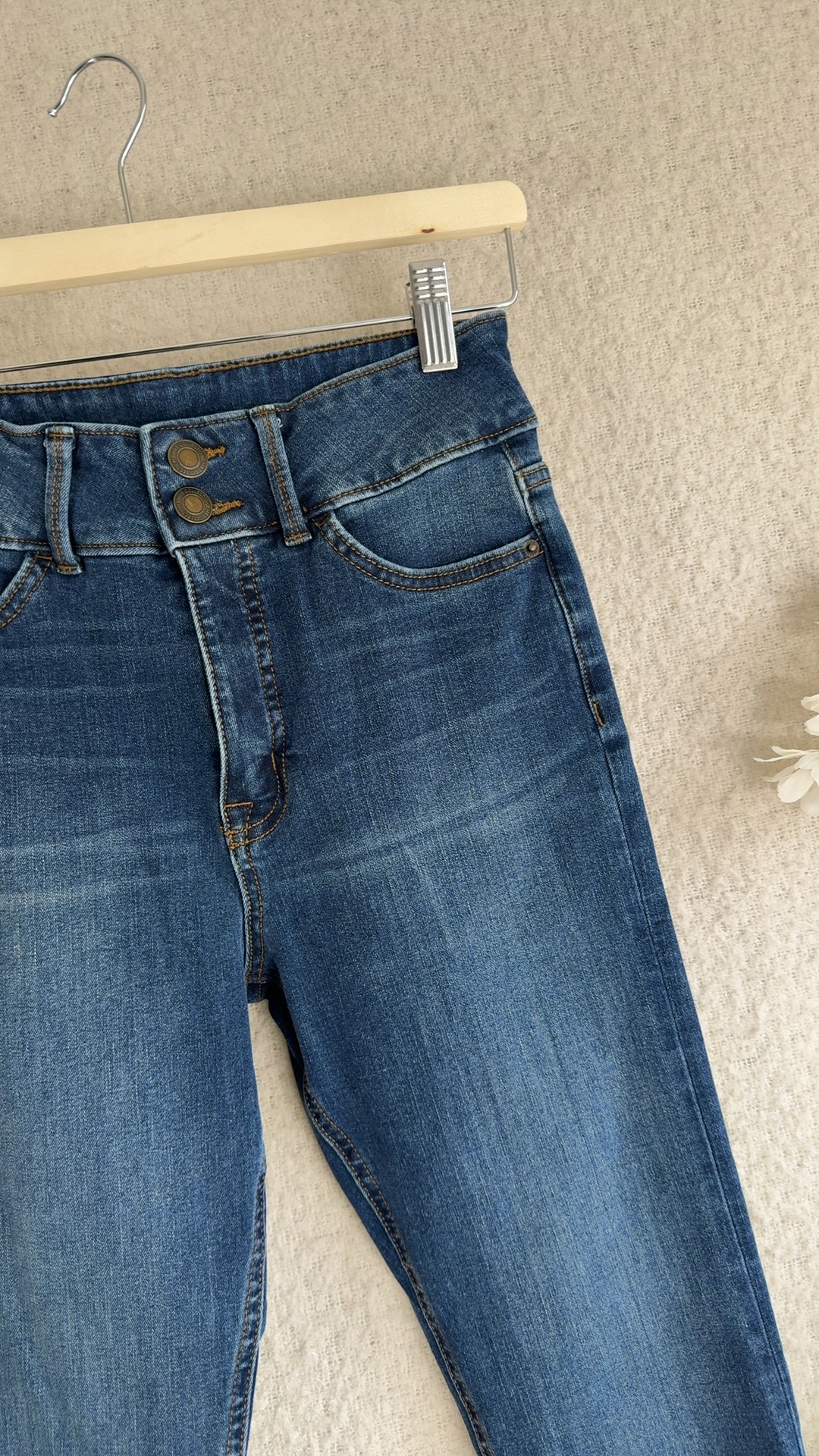 M&S Blue Denim The Magic Jean Sculpt Skinny Jeans UK 8 Regular Length image 3