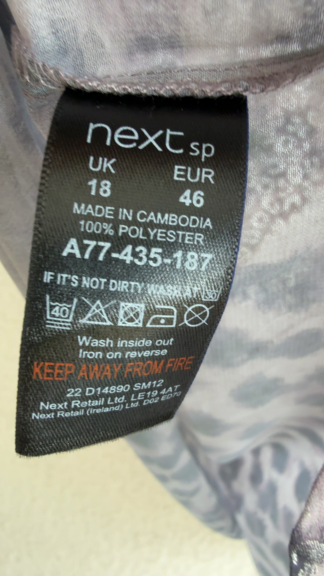 Next Grey Animal Print Sequin Detail Blouse UK 18 Sheer Sleeve image 5