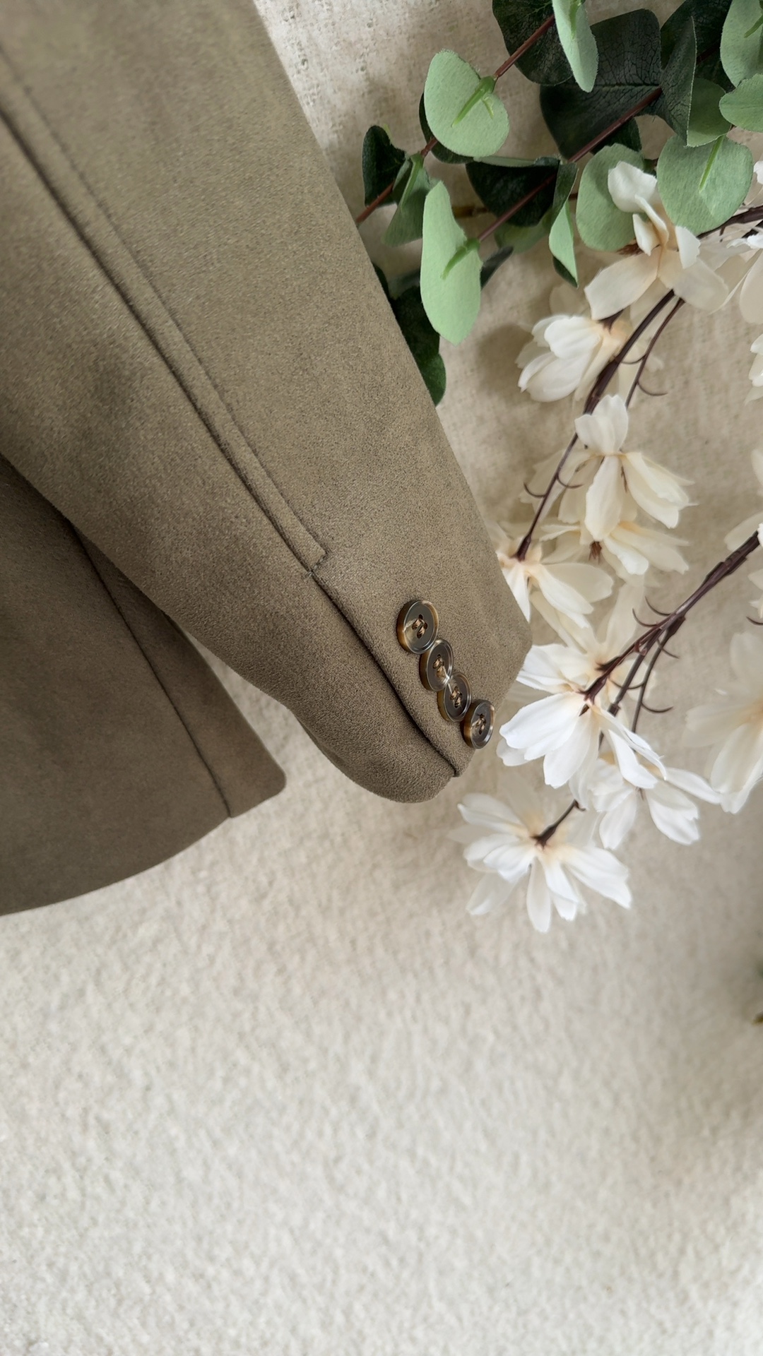 Trafza Khaki Green Faux Suede Blazer Small Classic Tailored Smart Jacket image 5