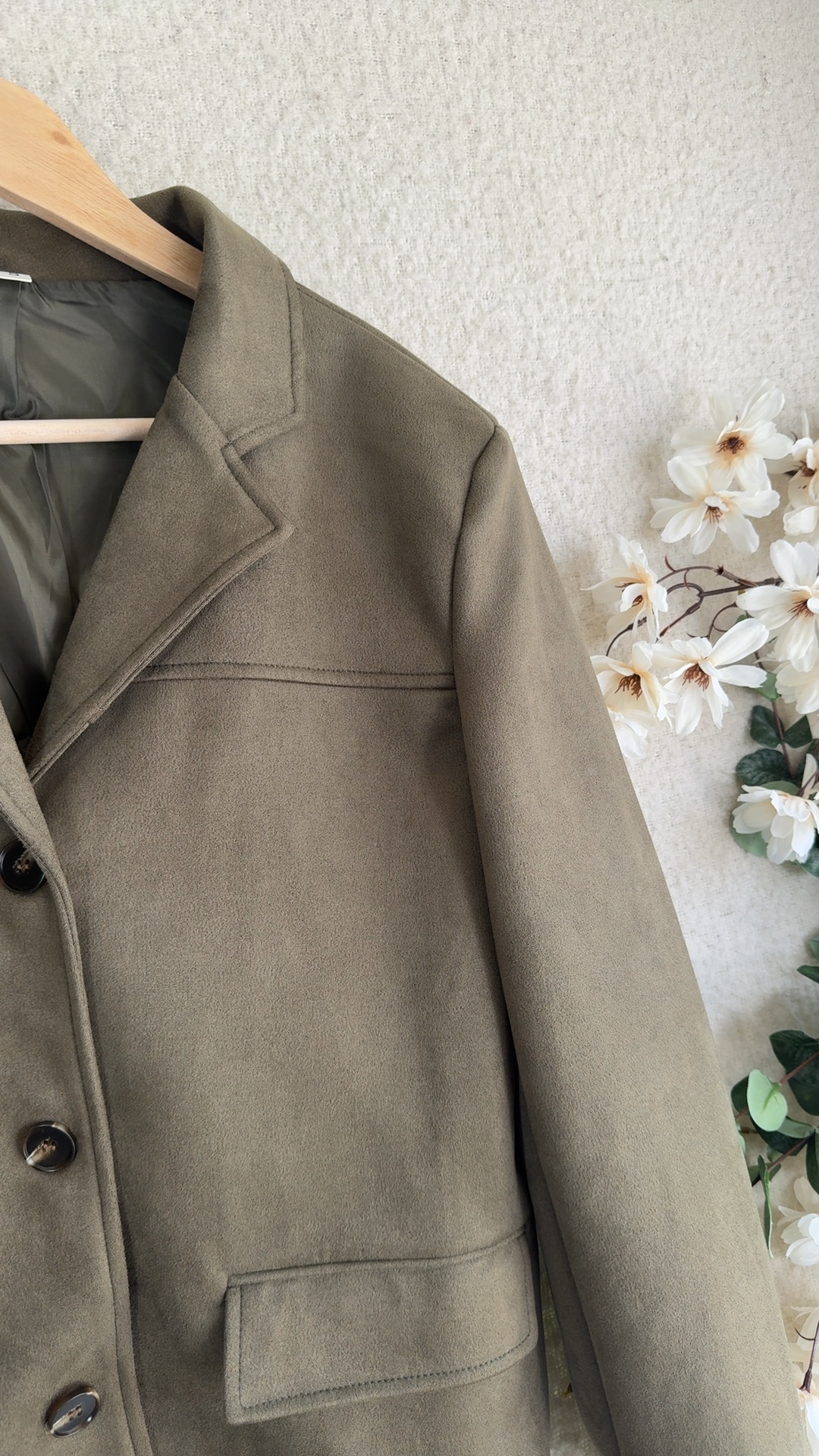 Trafza Khaki Green Faux Suede Blazer Small Classic Tailored Smart Jacket image 4