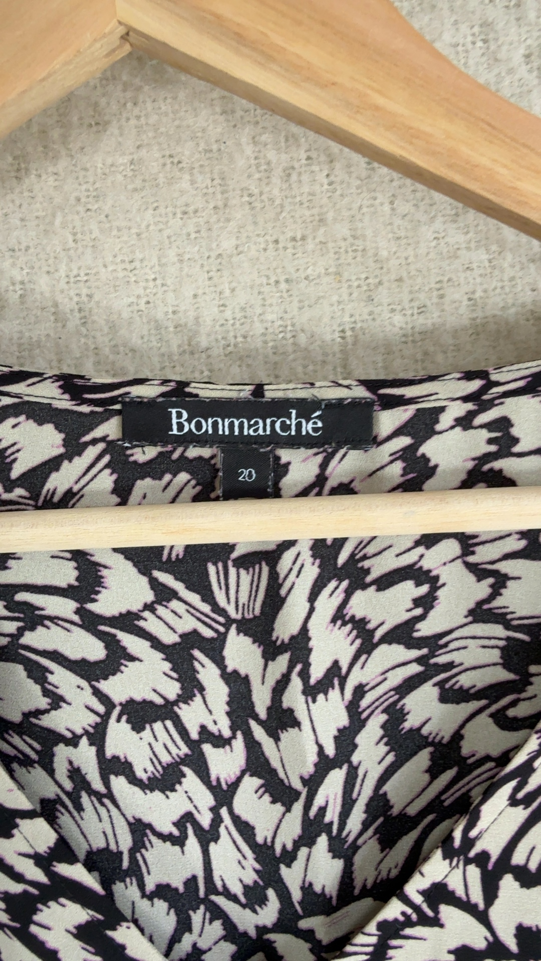 Bonmarché Black & Beige Patterned Blouse UK 20 Chic Casual Top image 2