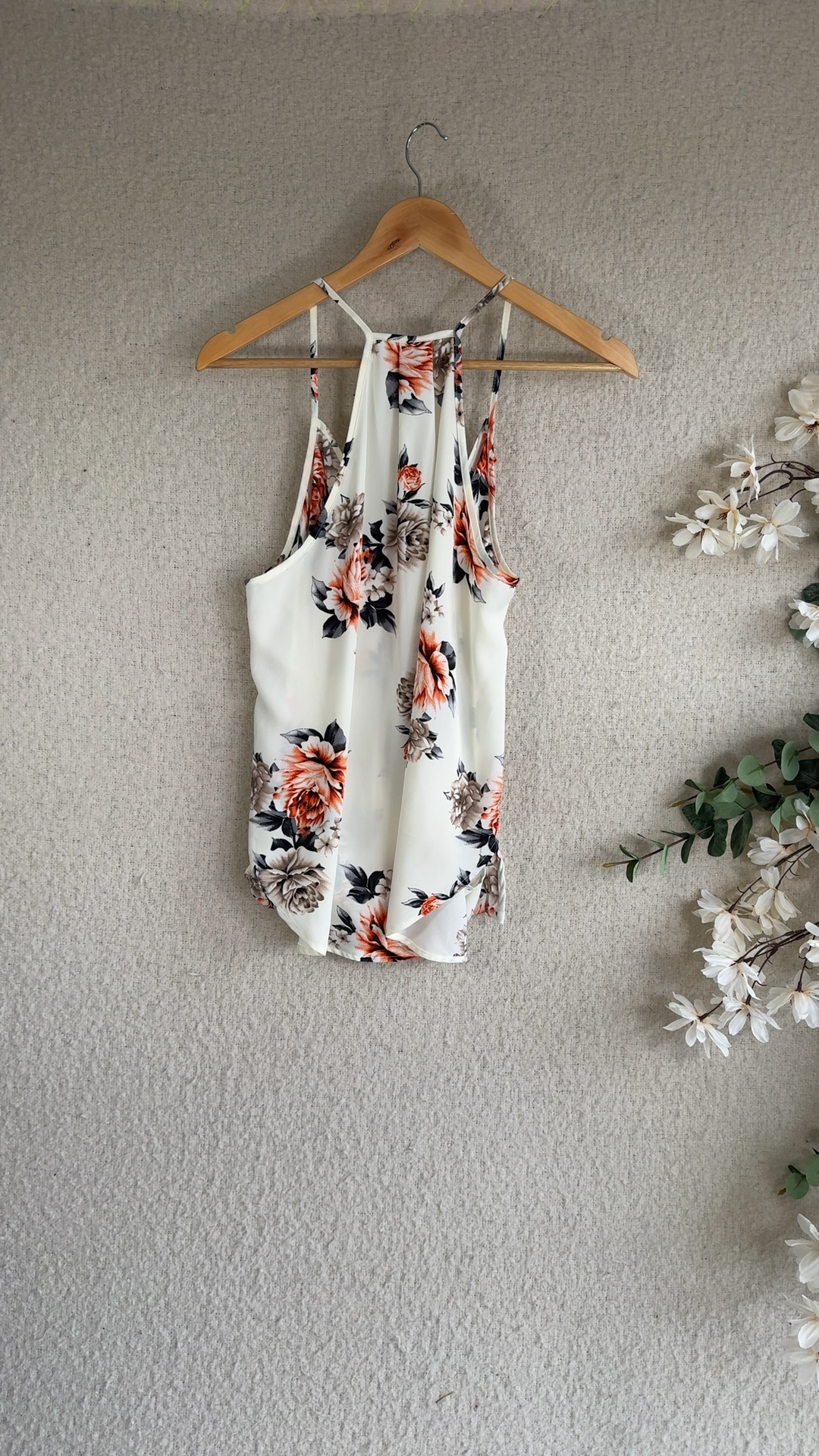 Shein White Floral Print Wrap Front Cami Top Large Lightweight Summer image 4