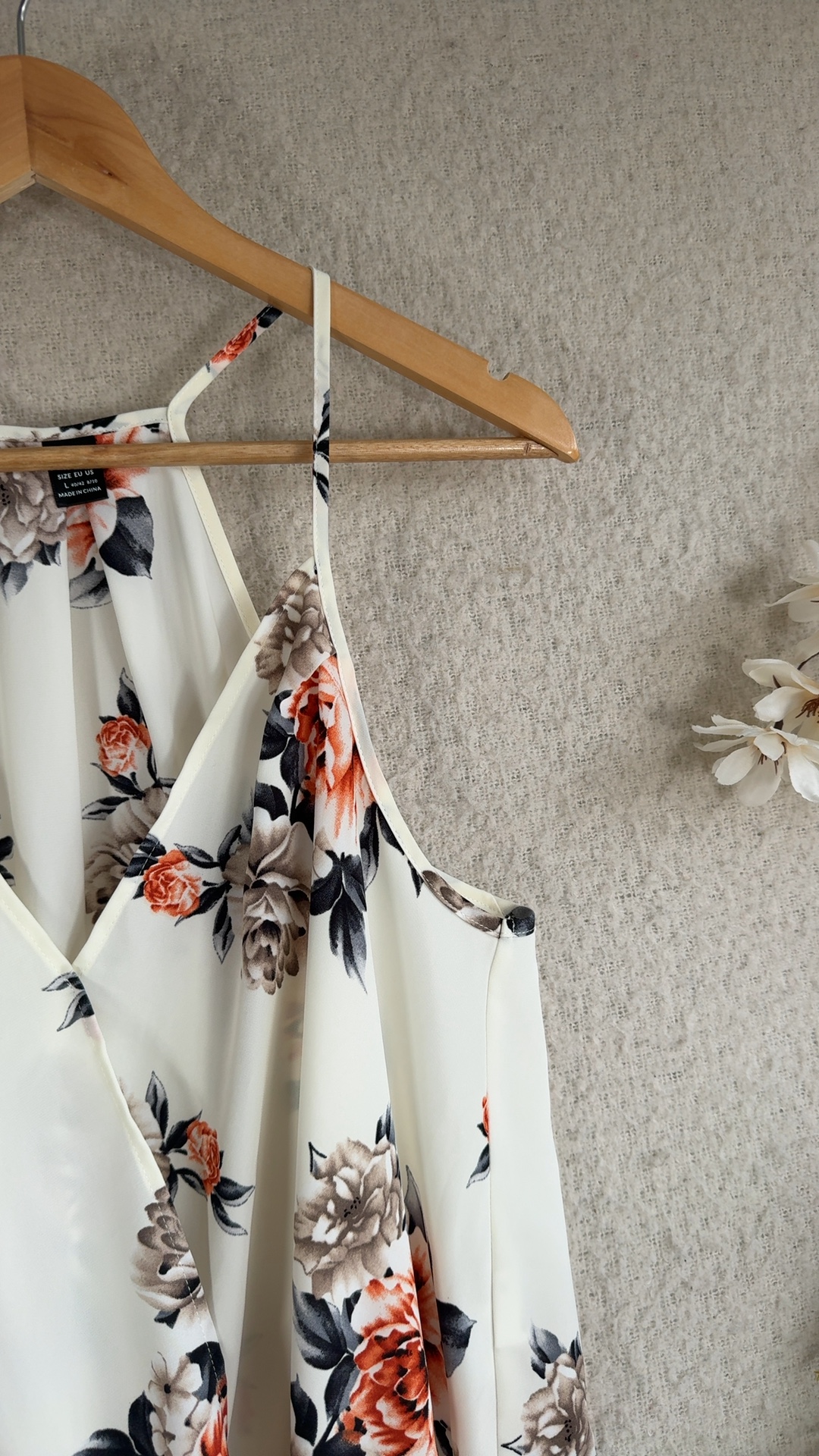 Shein White Floral Print Wrap Front Cami Top Large Lightweight Summer image 2