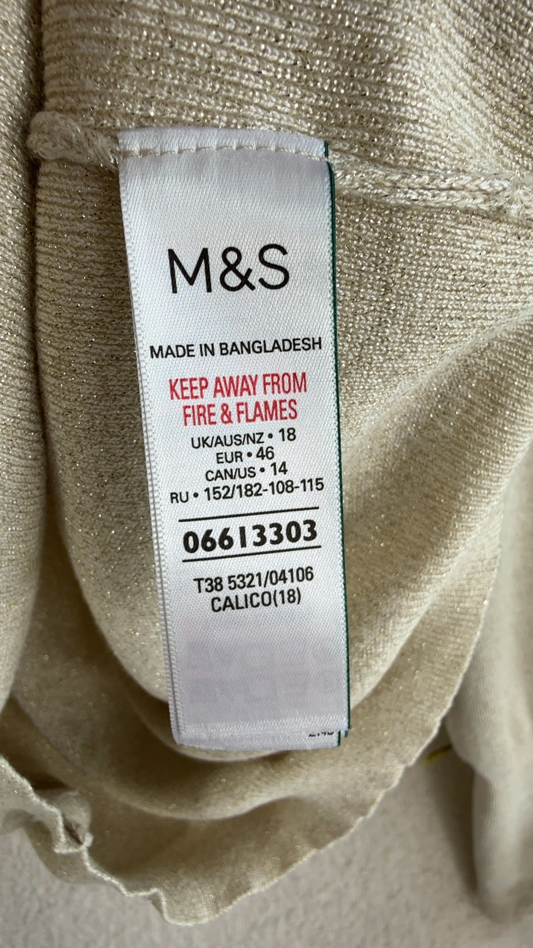 M&S Beige Metallic Knit Jumper UK 18 Lightweight Long Sleeve Stylish image 7
