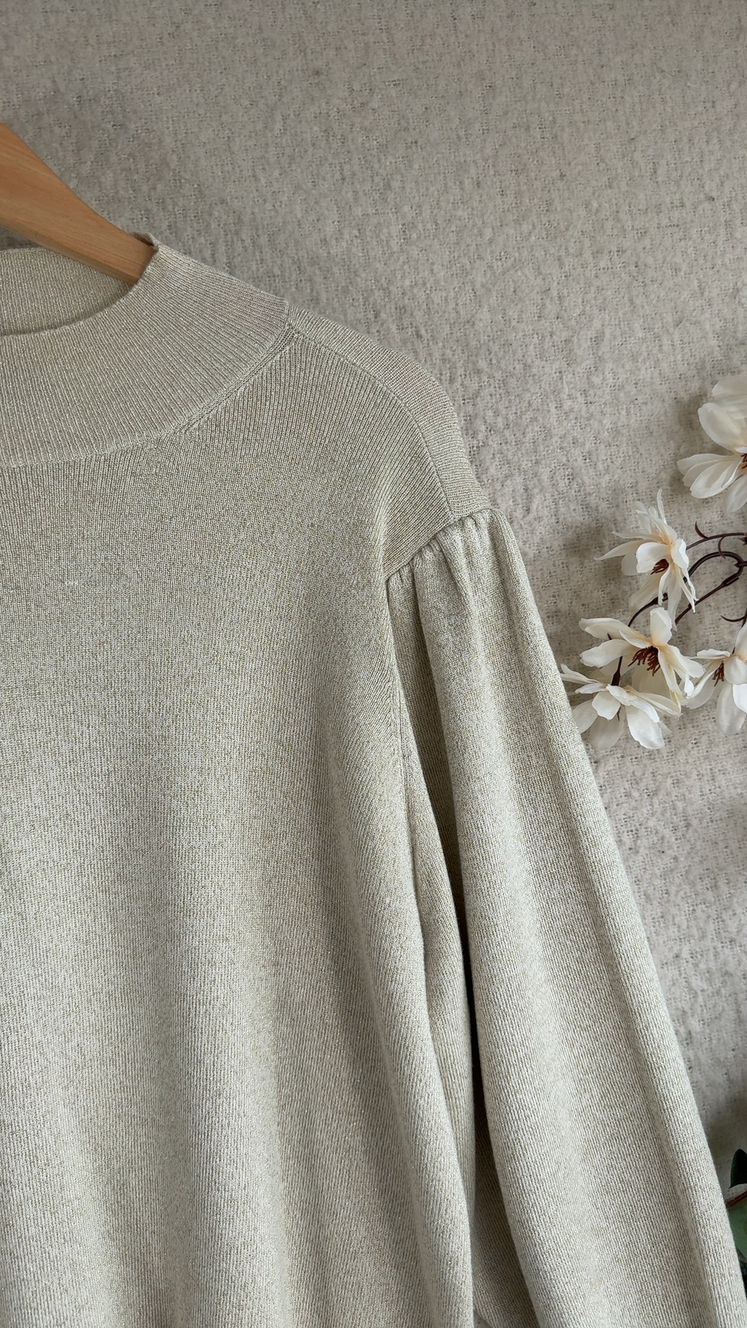 M&S Beige Metallic Knit Jumper UK 18 Lightweight Long Sleeve Stylish image 3