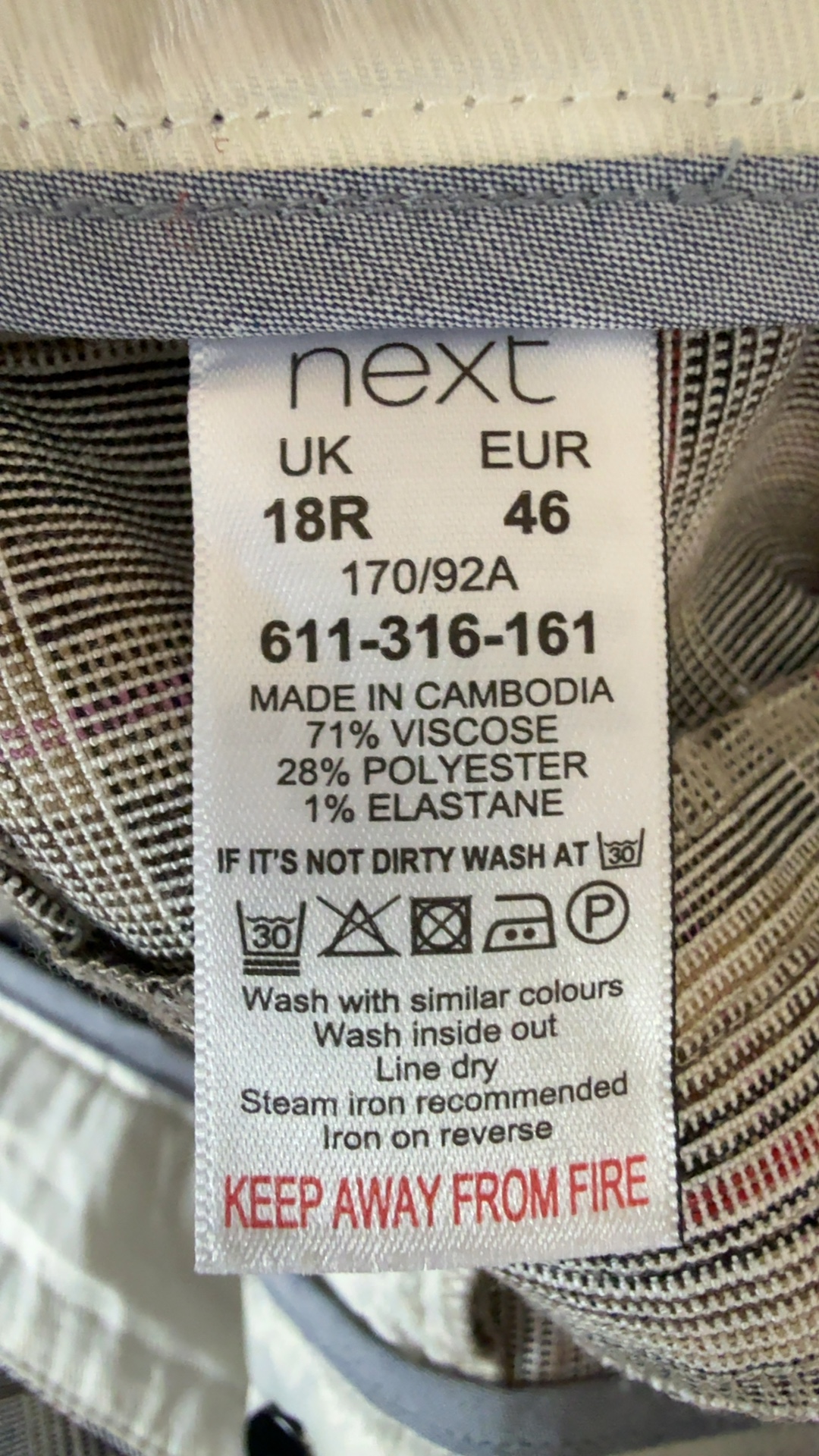 Next Emma Willis Grey Plaid Trousers UK 18 Relaxed Fit Smart Wear