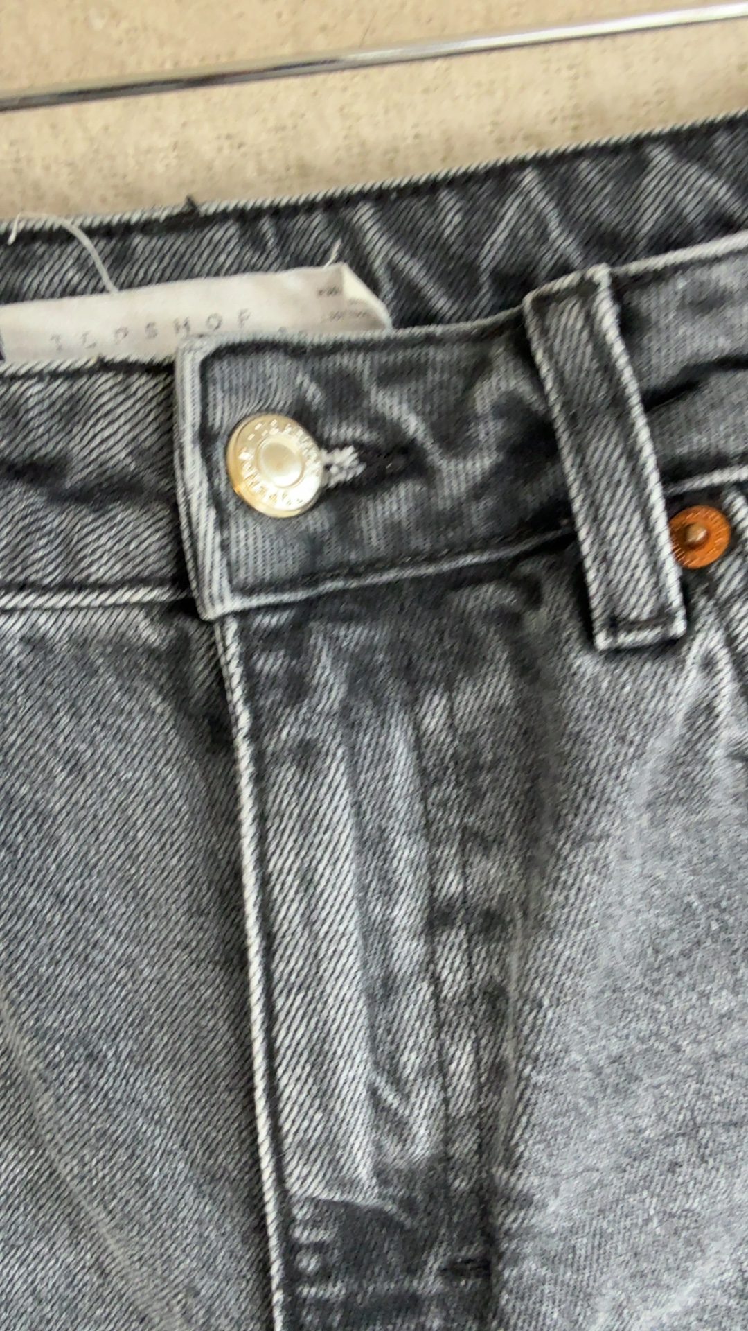 Topshop Grey Denim Mom Jeans UK 12 High Waist Cropped Casual Style image 4