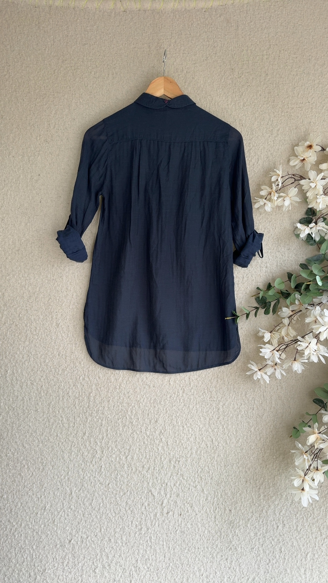 White Stuff Navy Shirt Dress UK 8 Long Sleeve Button Detail image 4