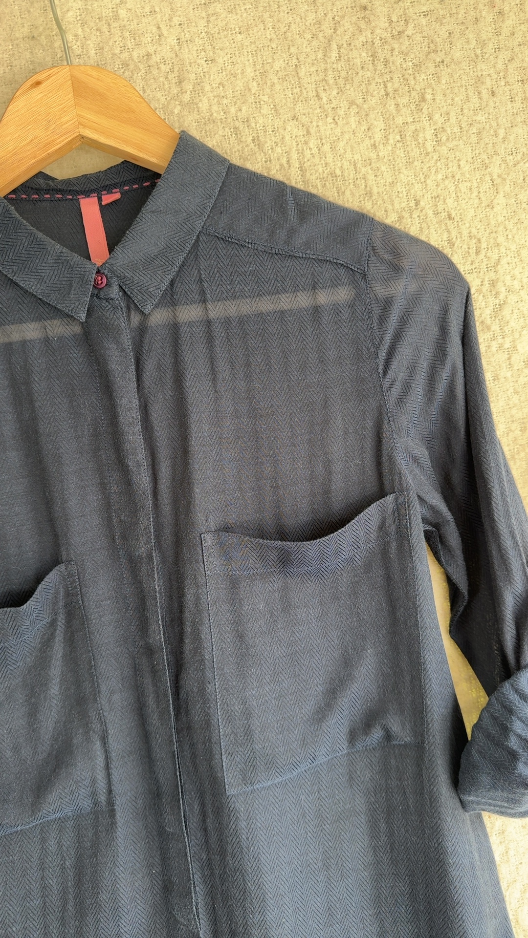 White Stuff Navy Shirt Dress UK 8 Long Sleeve Button Detail image 2