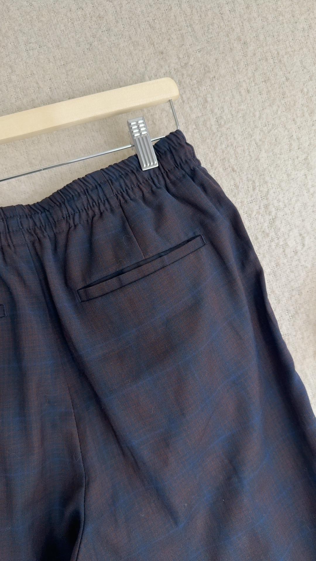 Primark Navy & Brown Checked Tapered Waistband Trousers Small UK 10 image 2