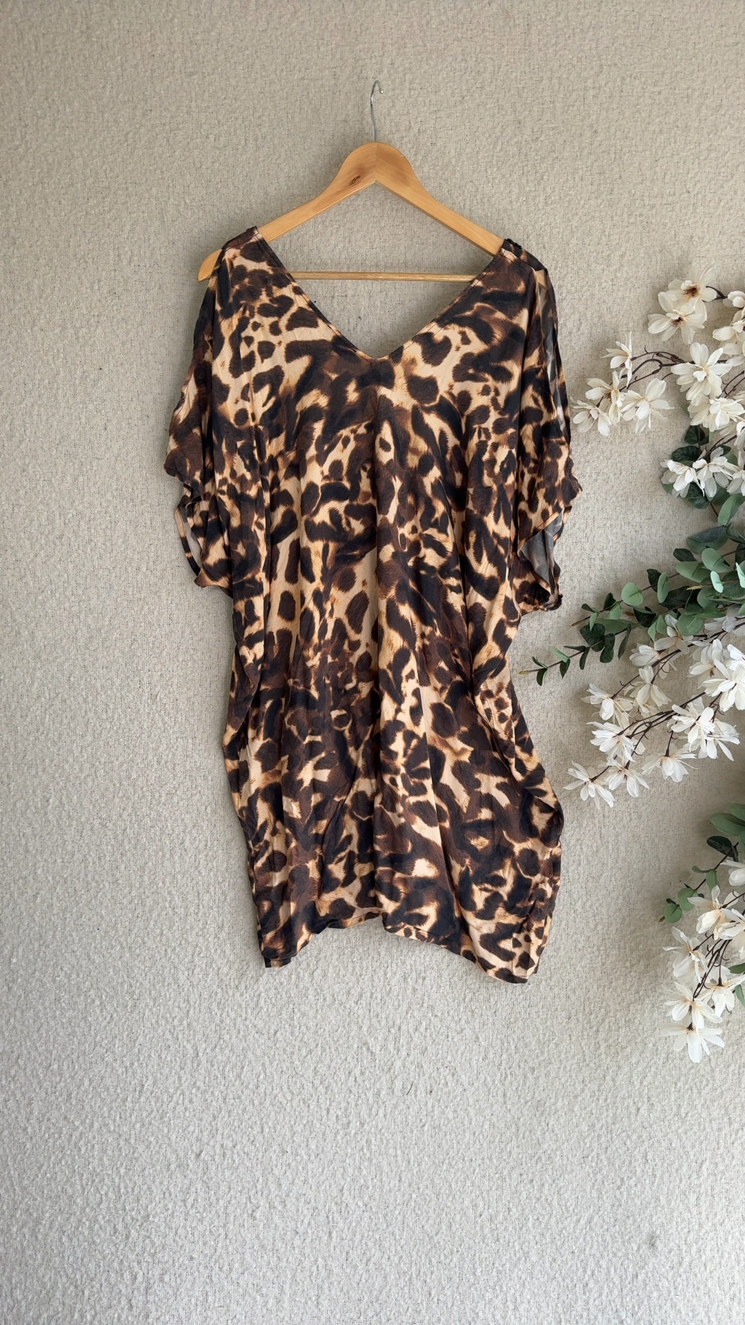 Figleaves Curve Brown & Black Animal Print Embellished V-Neck UK 18 Dress image 5