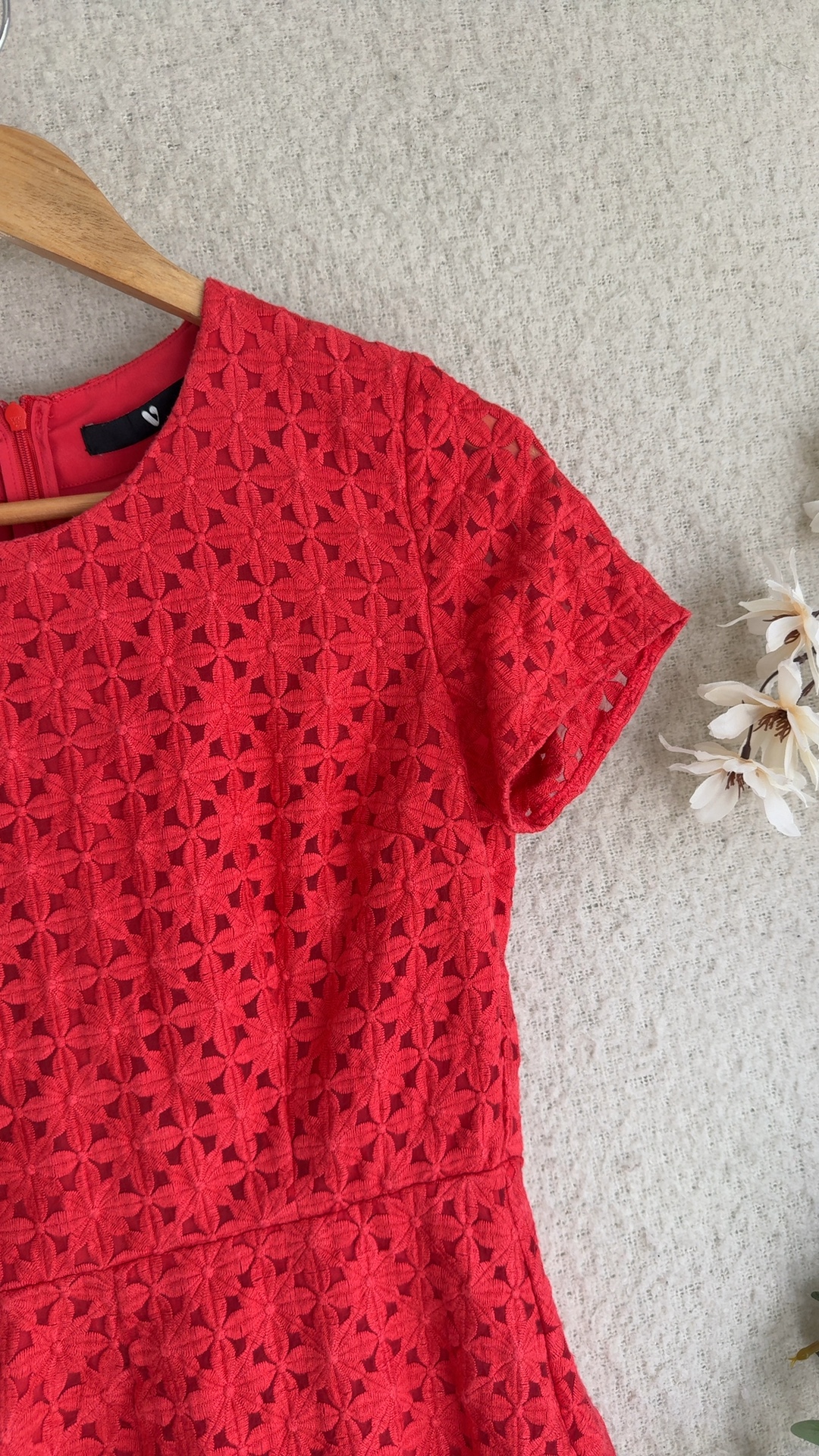 Very Red Floral Lace Short Sleeve Peplum Top UK 8 Stylish Occasion Wear image 6