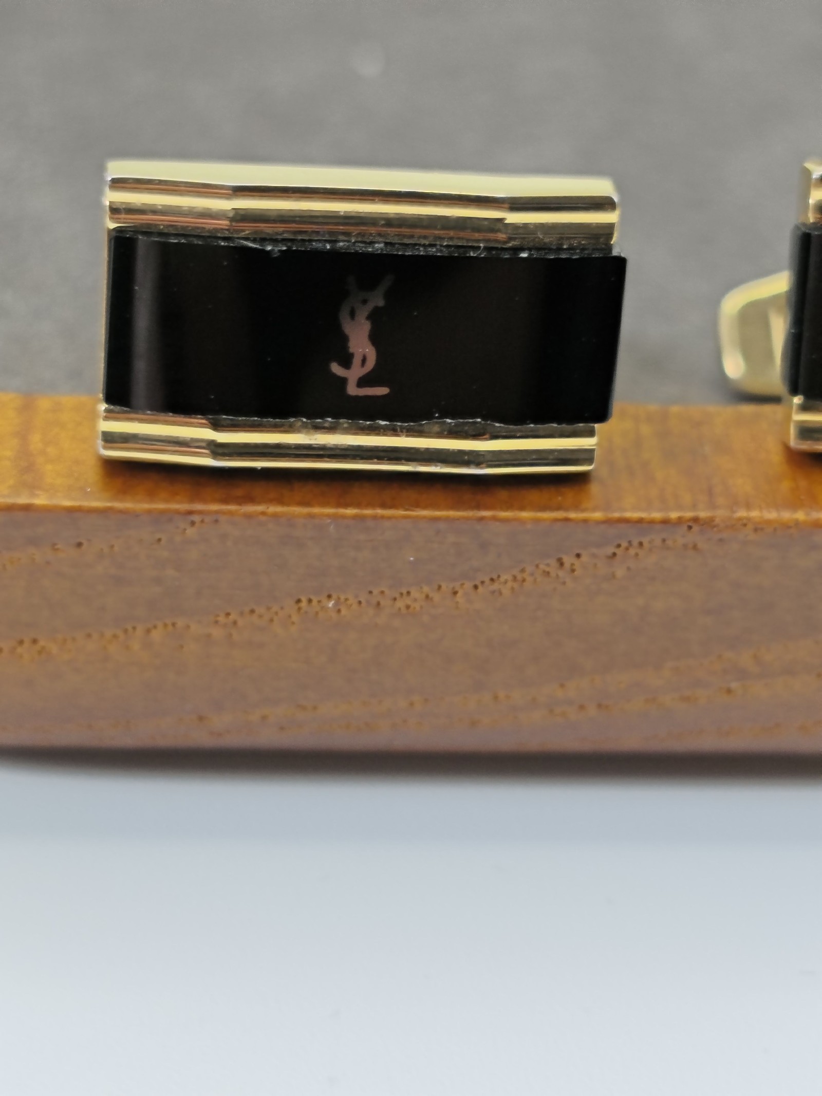 Yves Saint Laurent Black & Gold Tie Clip & Cufflinks Set image 5