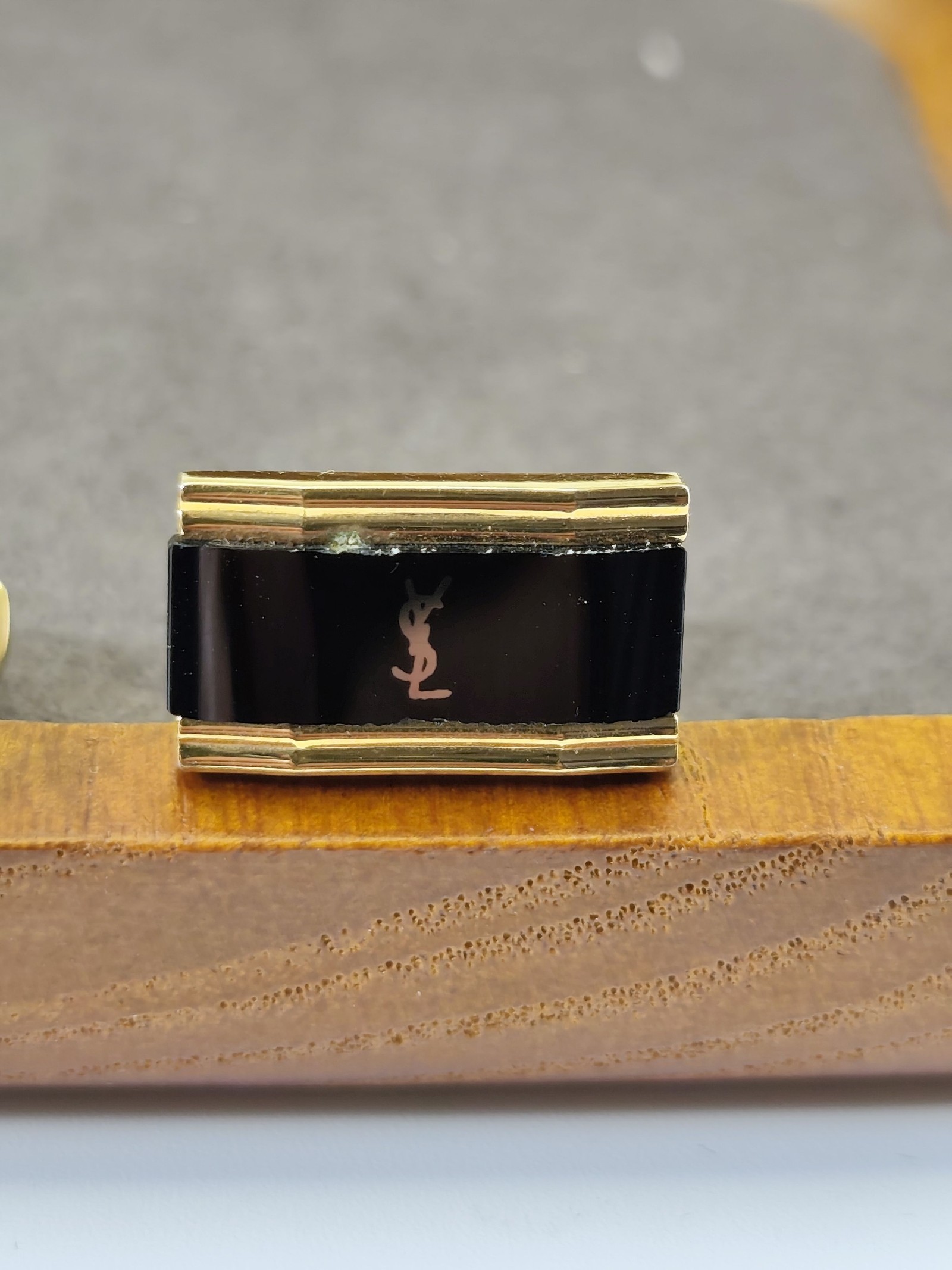 Yves Saint Laurent Black & Gold Tie Clip & Cufflinks Set image 6