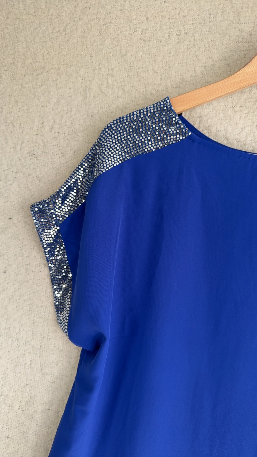 Dorothy Perkins Cobalt Blue Sequin Trim Casual Top UK 14 Stylish Detail image 5