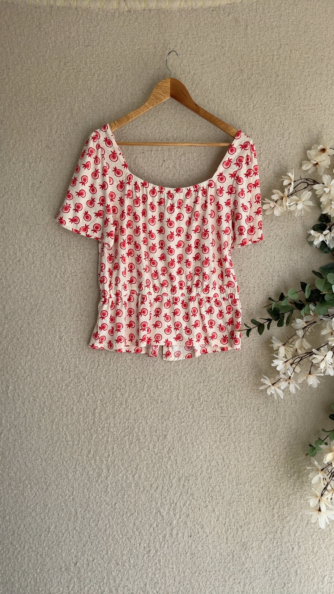 Celia Birtwell for Next Red & White Patterned Top UK 16 Summer Casual image 5
