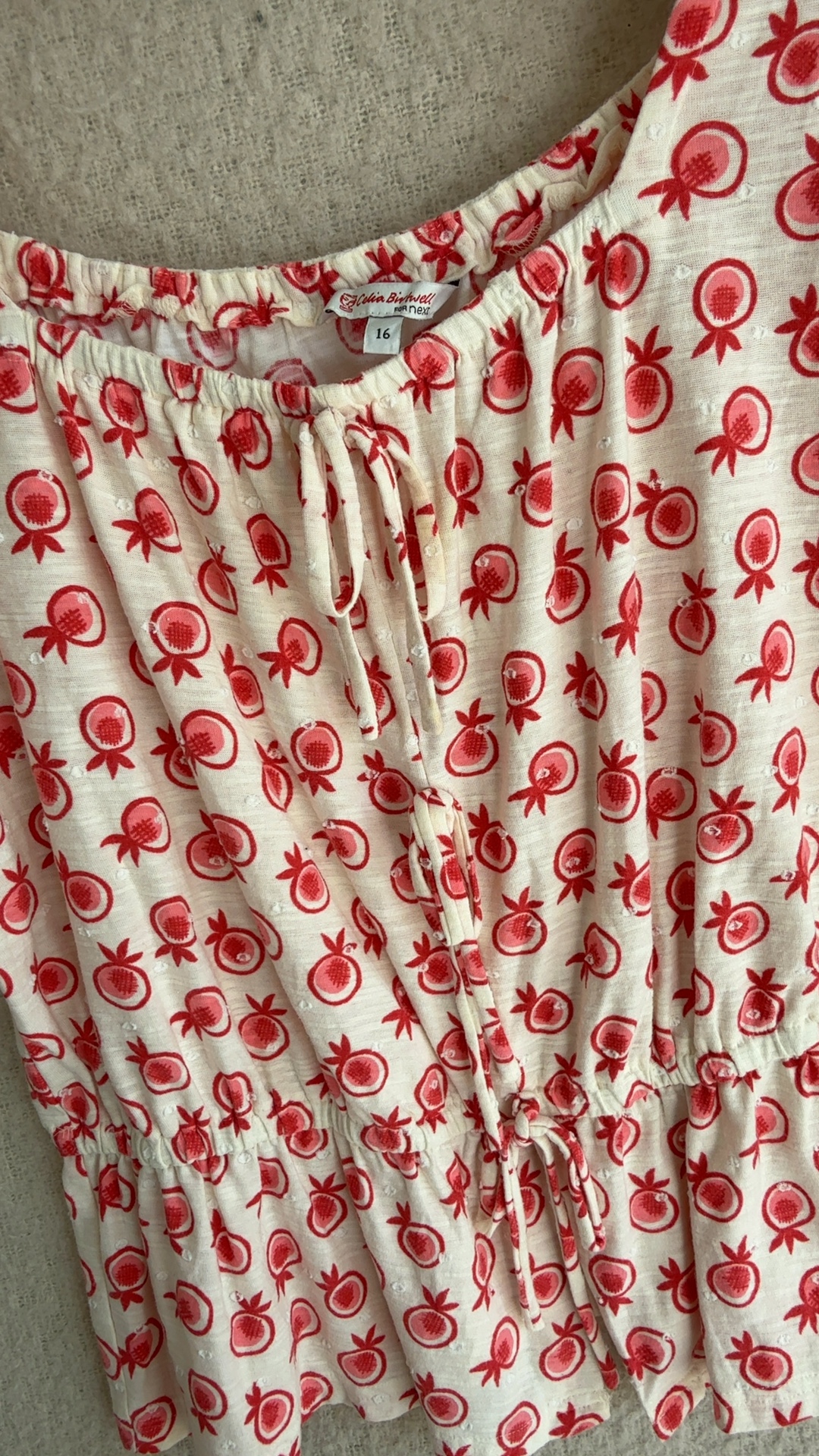 Celia Birtwell for Next Red & White Patterned Top UK 16 Summer Casual image 2