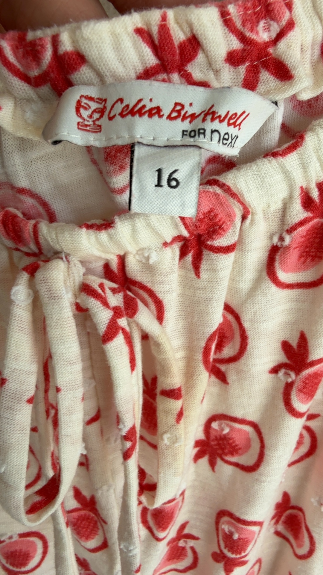 Celia Birtwell for Next Red & White Patterned Top UK 16 Summer Casual image 3