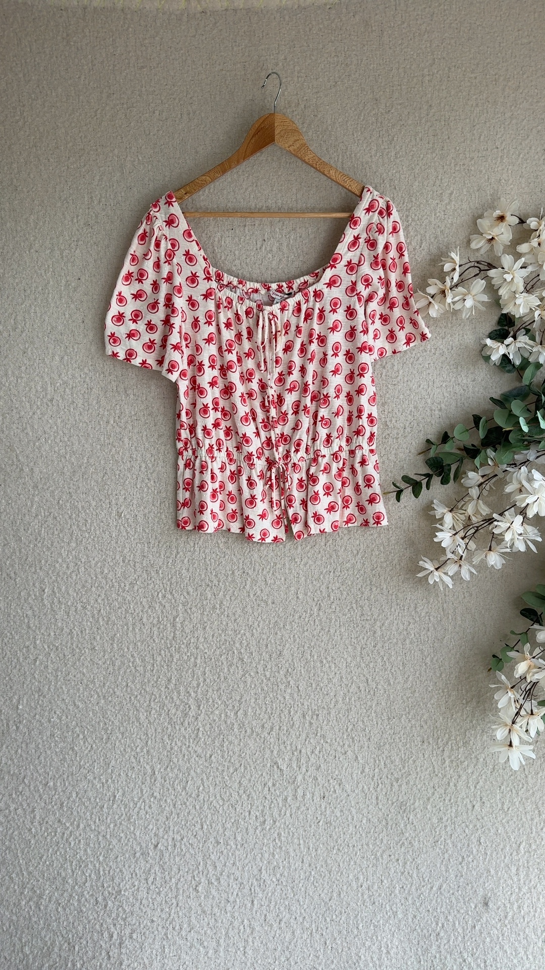 Celia Birtwell for Next Red & White Patterned Top UK 16 Summer Casual