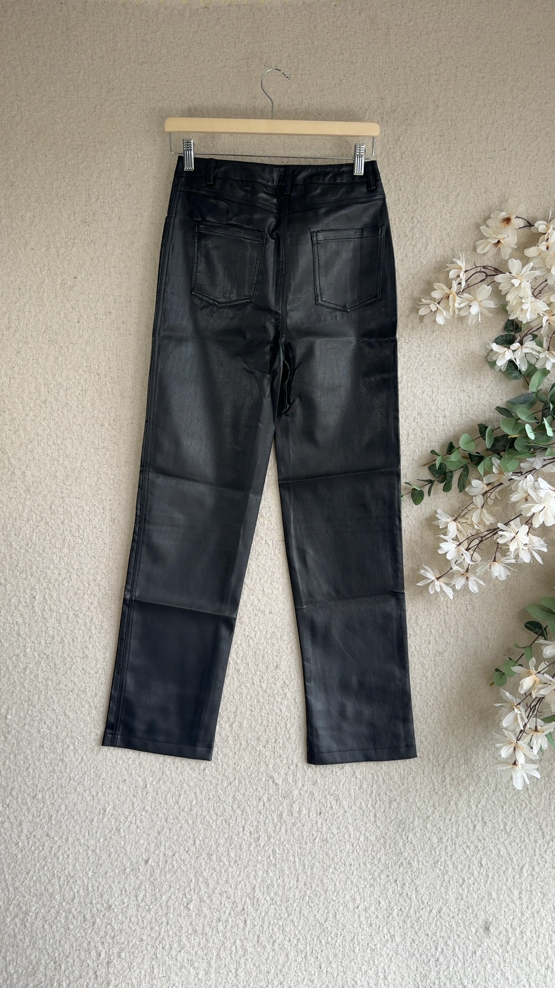 Motel Black PU Leather Slim Pants UK Small Stylish Trendy Comfort image 5