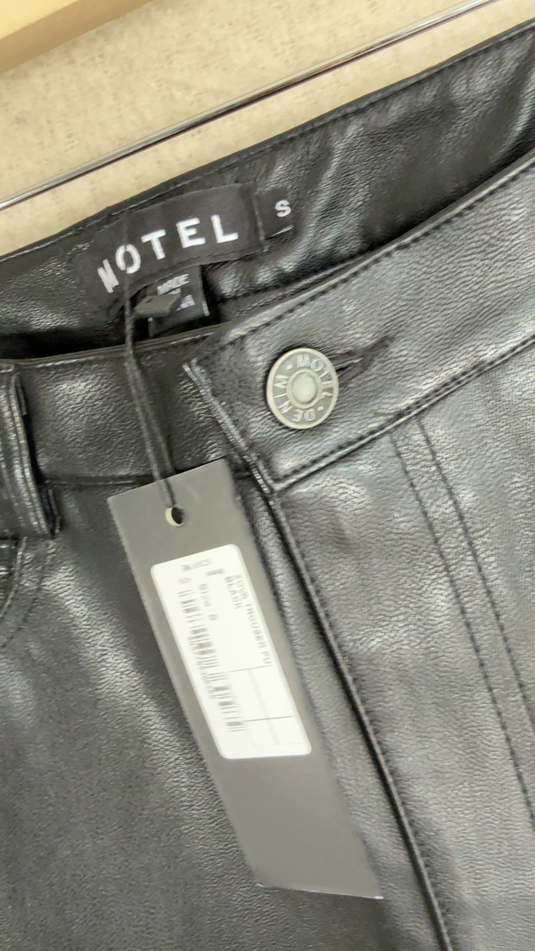 Motel Black PU Leather Slim Pants UK Small Stylish Trendy Comfort image 3