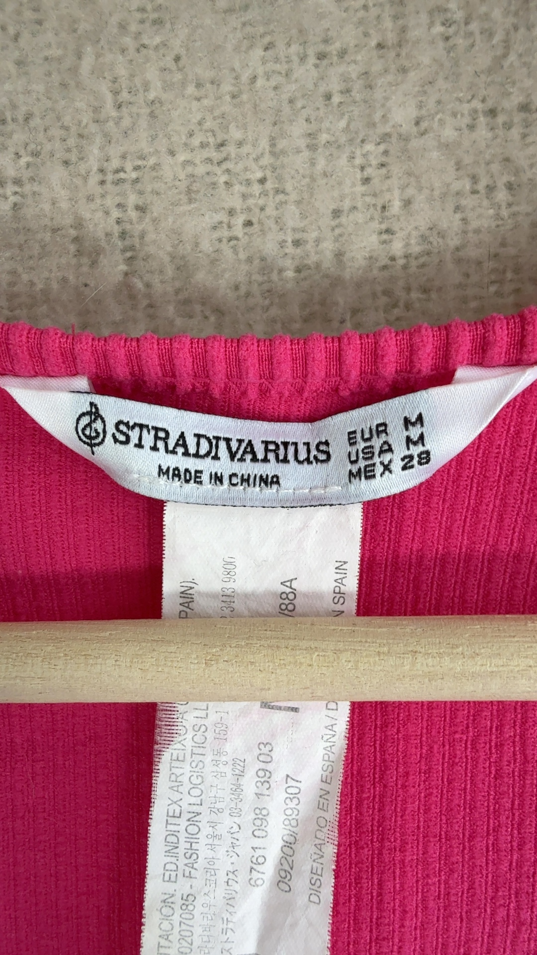 Stradivarius Pink Ribbed Long Sleeve Crop Top UK Medium Casual Chic image 3