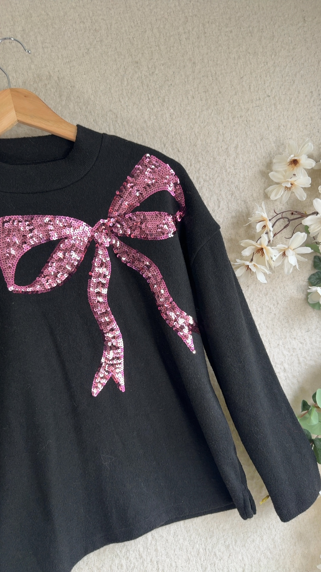 George Black Sequin Bow Sweater Extra Small XS UK 8 Casual Chic Knitwear image 3