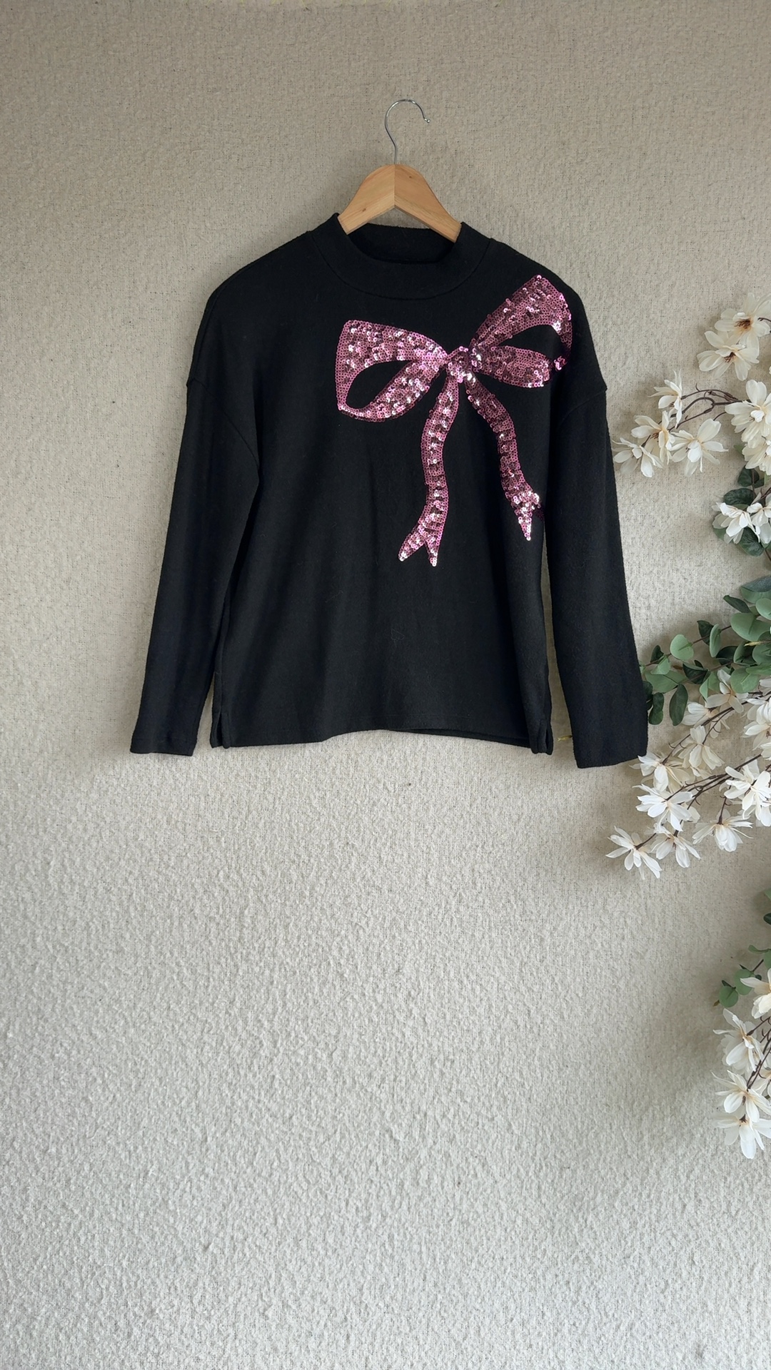 George Black Sequin Bow Sweater Extra Small XS UK 8 Casual Chic Knitwear