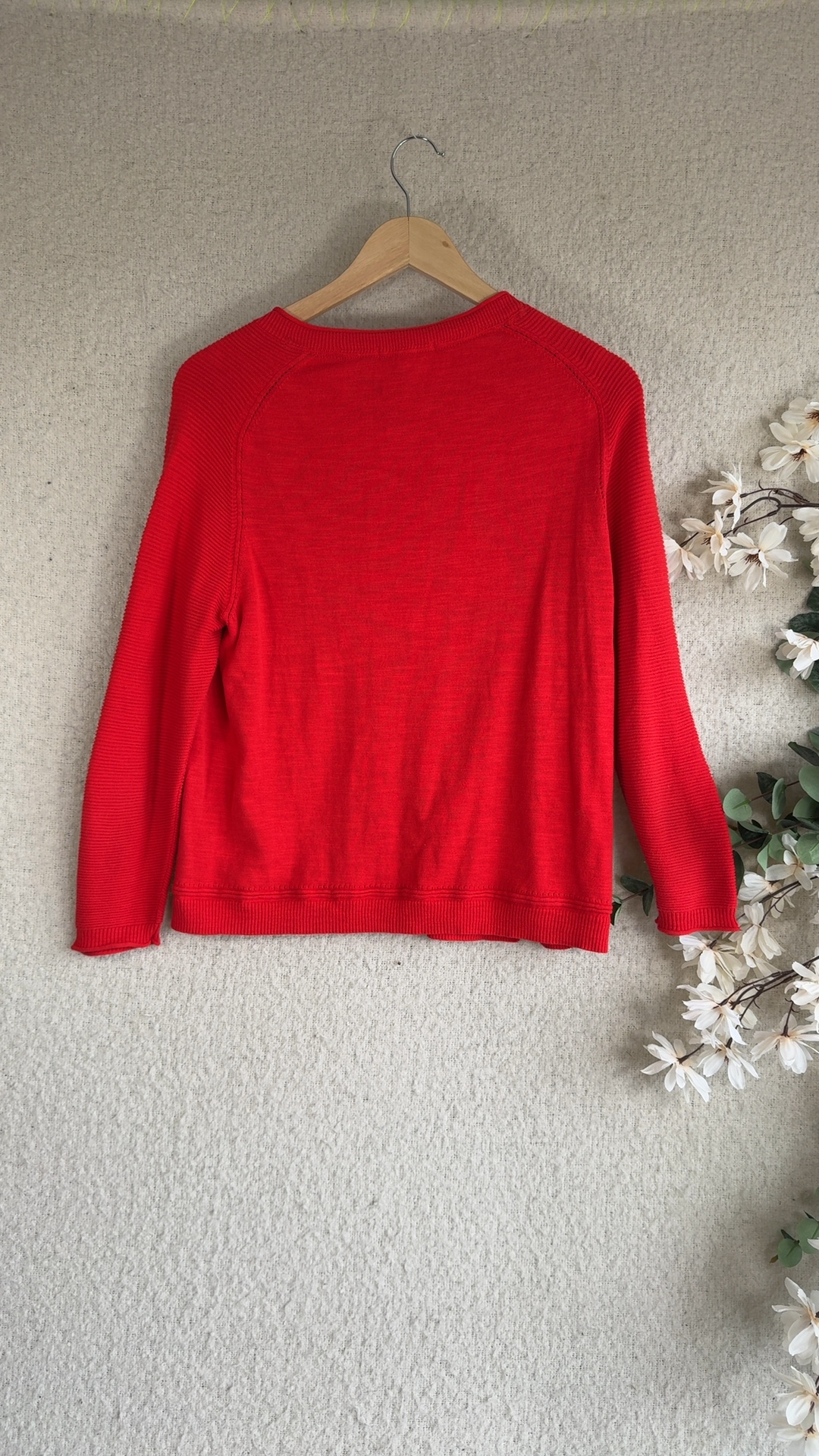 White Stuff Cherry Red Cotton Sweater UK 16 Stylish Knitwear