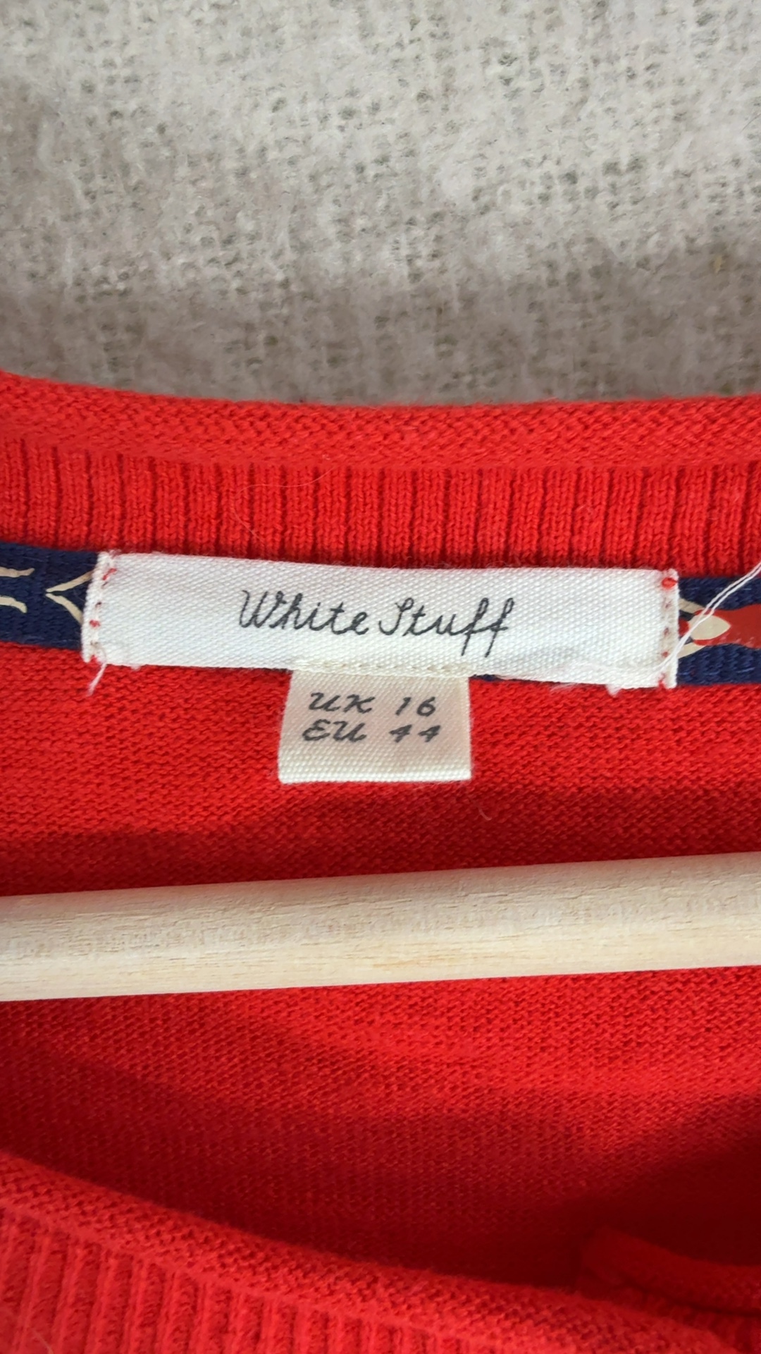 White Stuff Cherry Red Cotton Sweater UK 16 Stylish Knitwear image 4