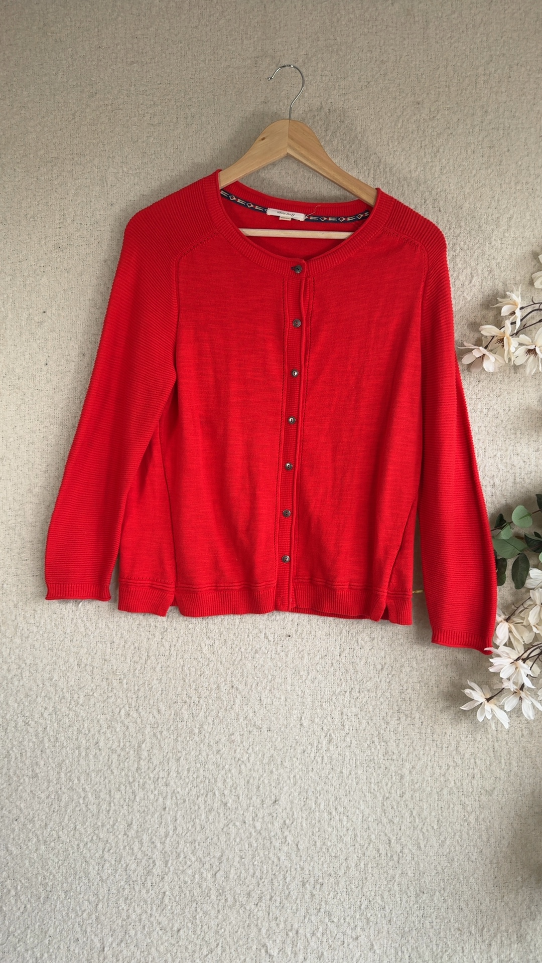 White Stuff Cherry Red Cotton Sweater UK 16 Stylish Knitwear image 7
