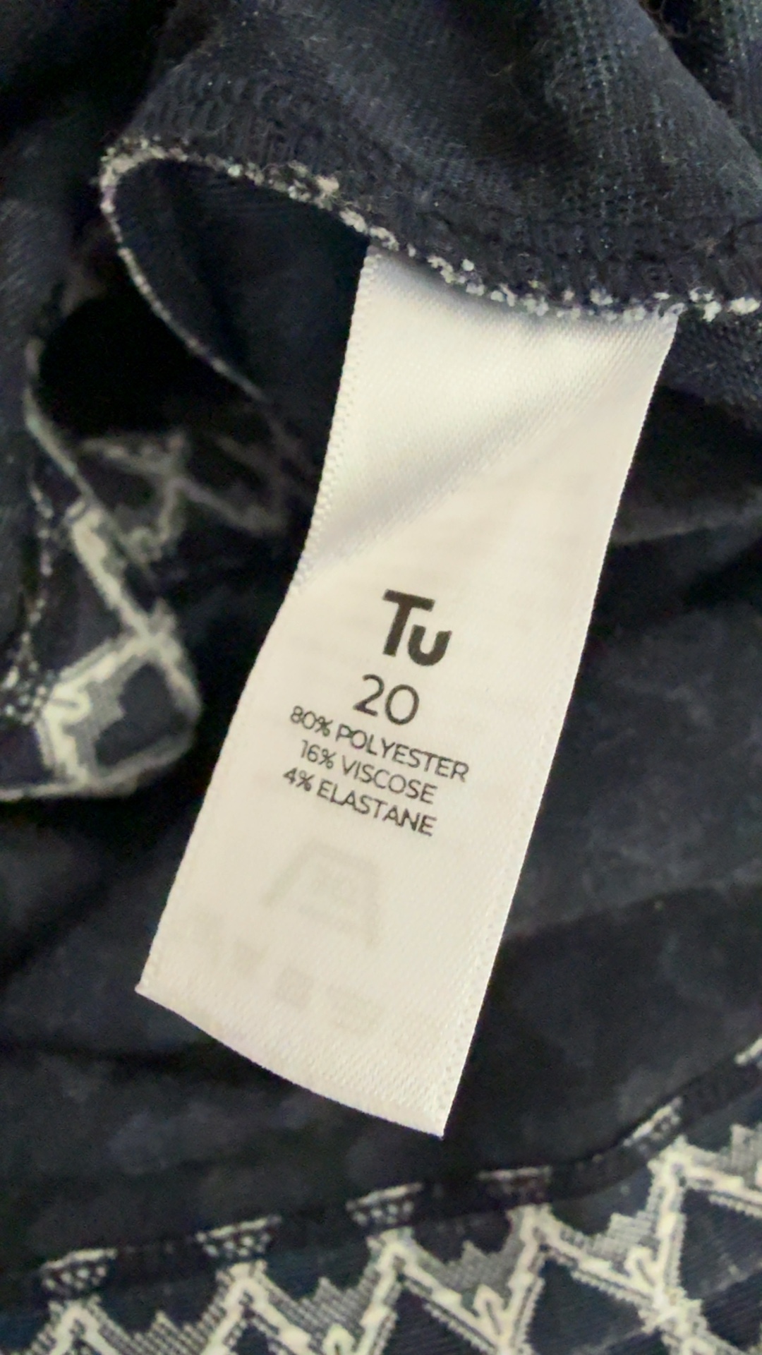 Tu Navy & White Patterned Pencil Skirt UK 20 Classic Stylish Workwear image 5