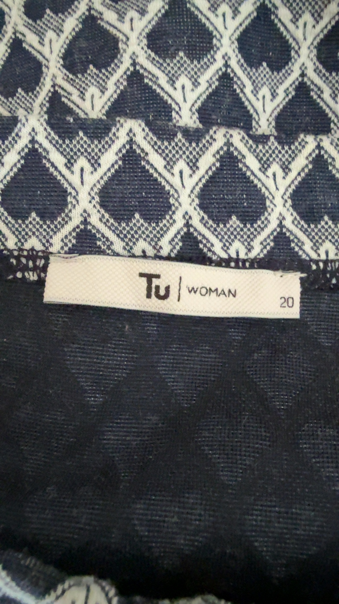 Tu Navy & White Patterned Pencil Skirt UK 20 Classic Stylish Workwear image 3