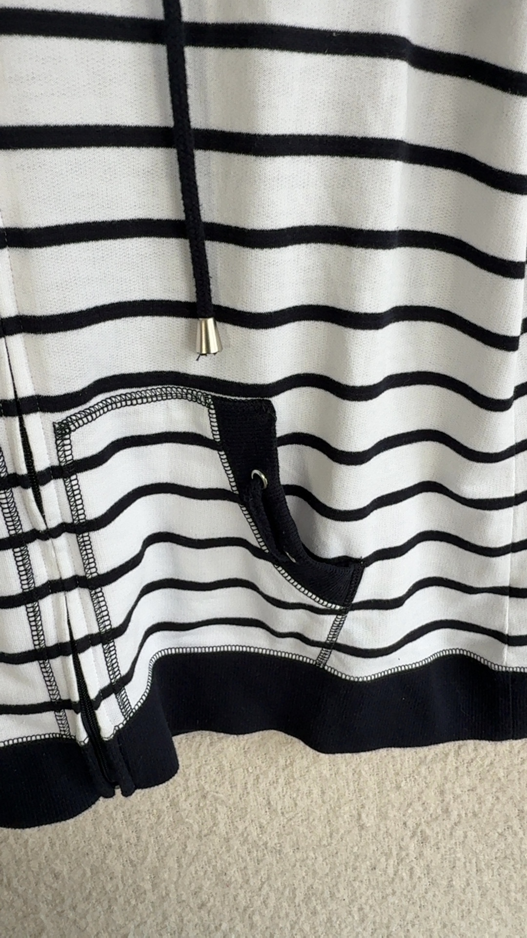 Bm Casual Black & White Striped Hooded Short Sleeve Sweater Large UK L image 4