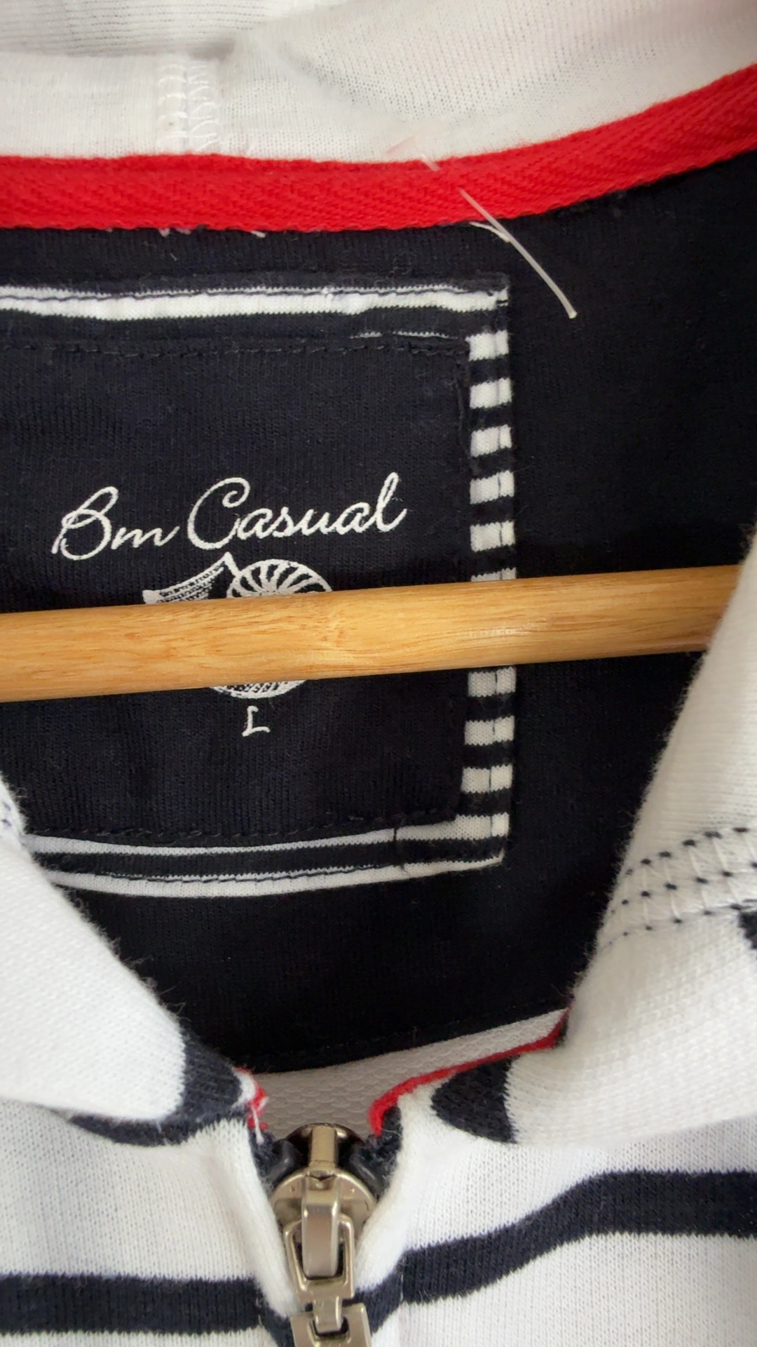 Bm Casual Black & White Striped Hooded Short Sleeve Sweater Large UK L image 2