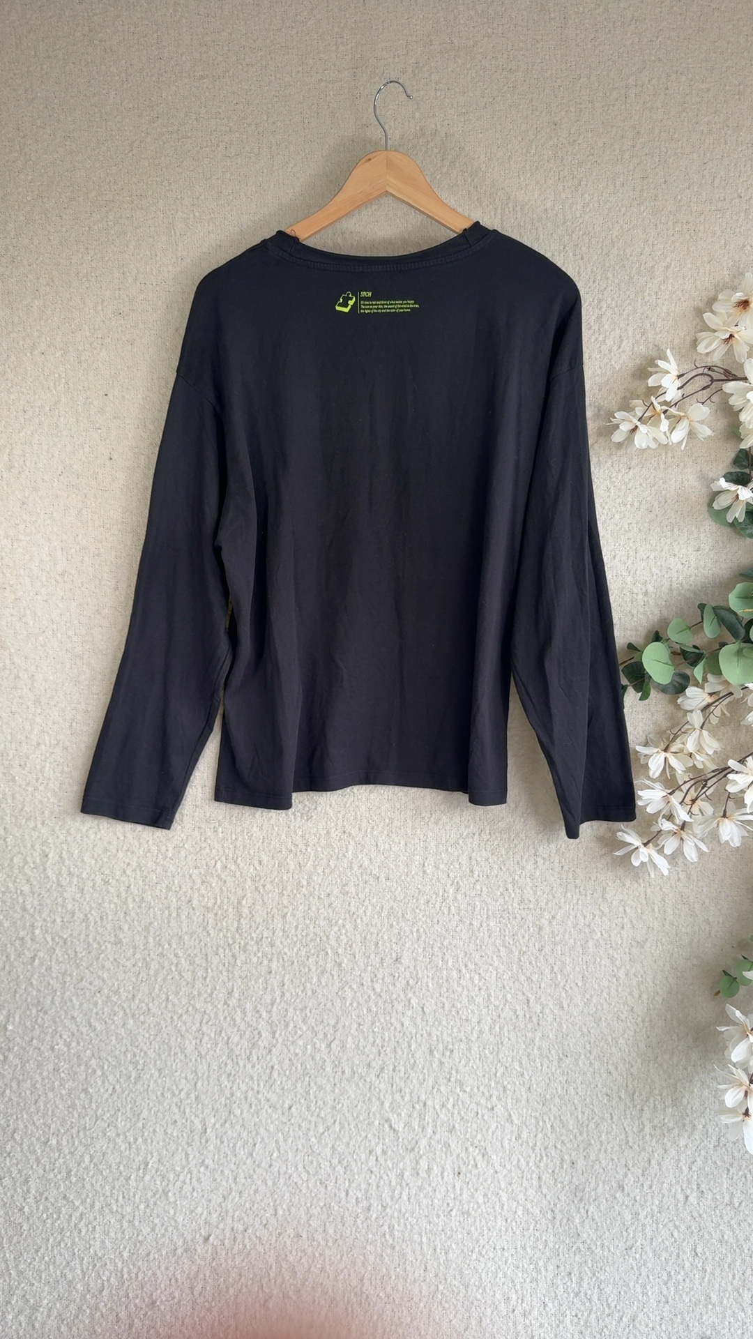 Zara Black Long Sleeve Printed Floral Puzzle Pattern T-Shirt UK Large image 4