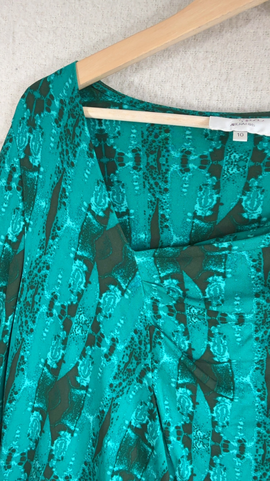 Allegra by Alexandra Teal Green & Dark Green Printed Long Sleeve Top UK 10 image 7