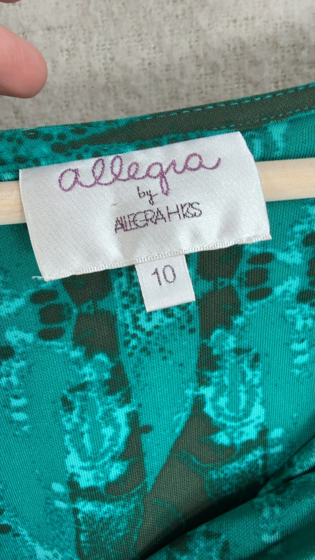 Allegra by Alexandra Teal Green & Dark Green Printed Long Sleeve Top UK 10 image 2