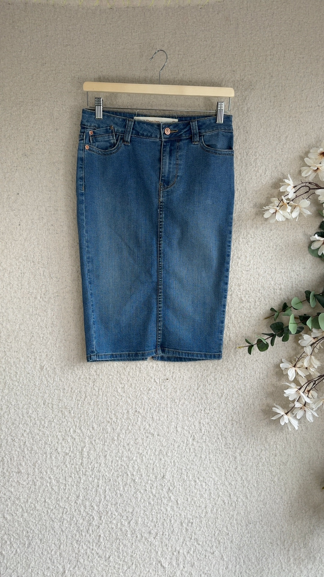 Next Denim Blue Denim Pencil Skirt UK 8 Classic Casual Everyday