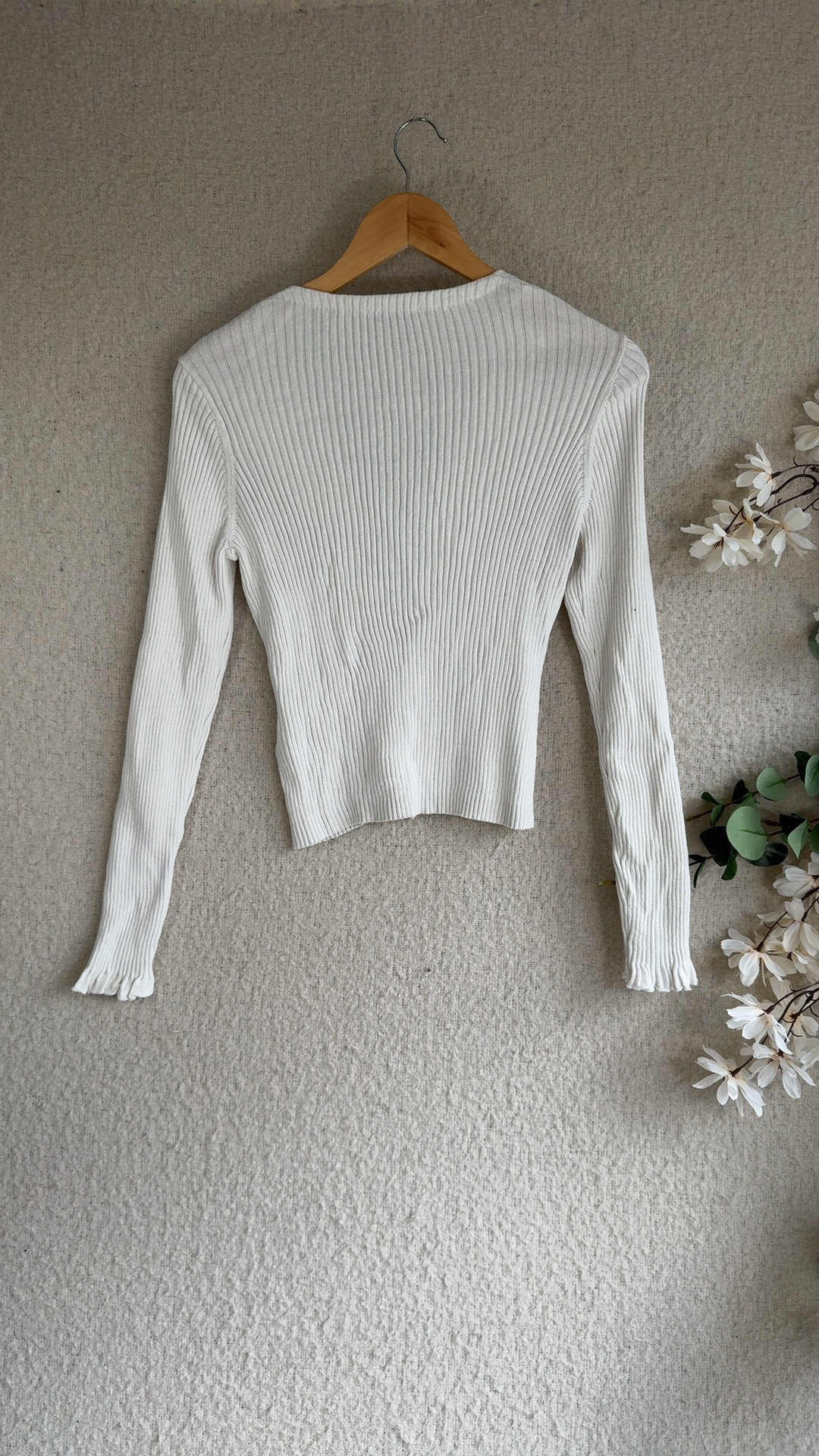 & Other Stories White Ribbed Knit Tie Back Top UK Medium Stylish Chic image 5