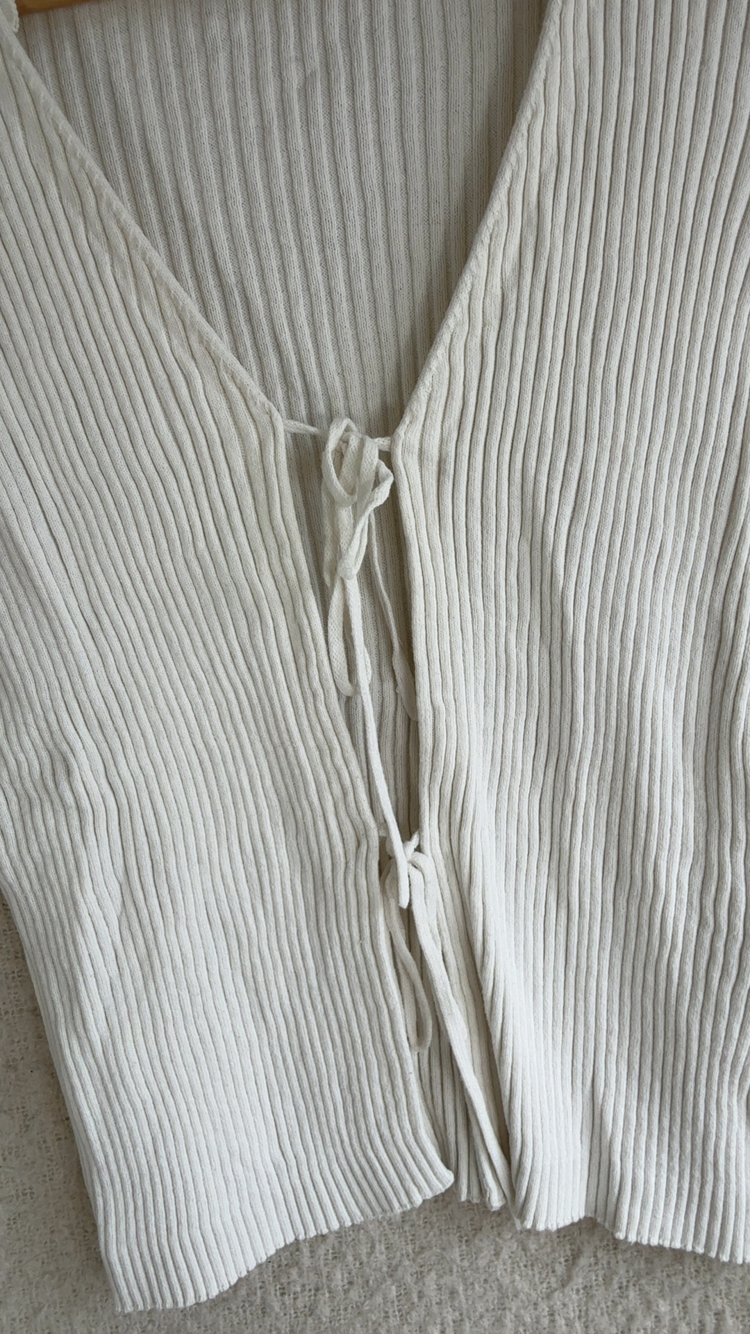 & Other Stories White Ribbed Knit Tie Back Top UK Medium Stylish Chic image 4