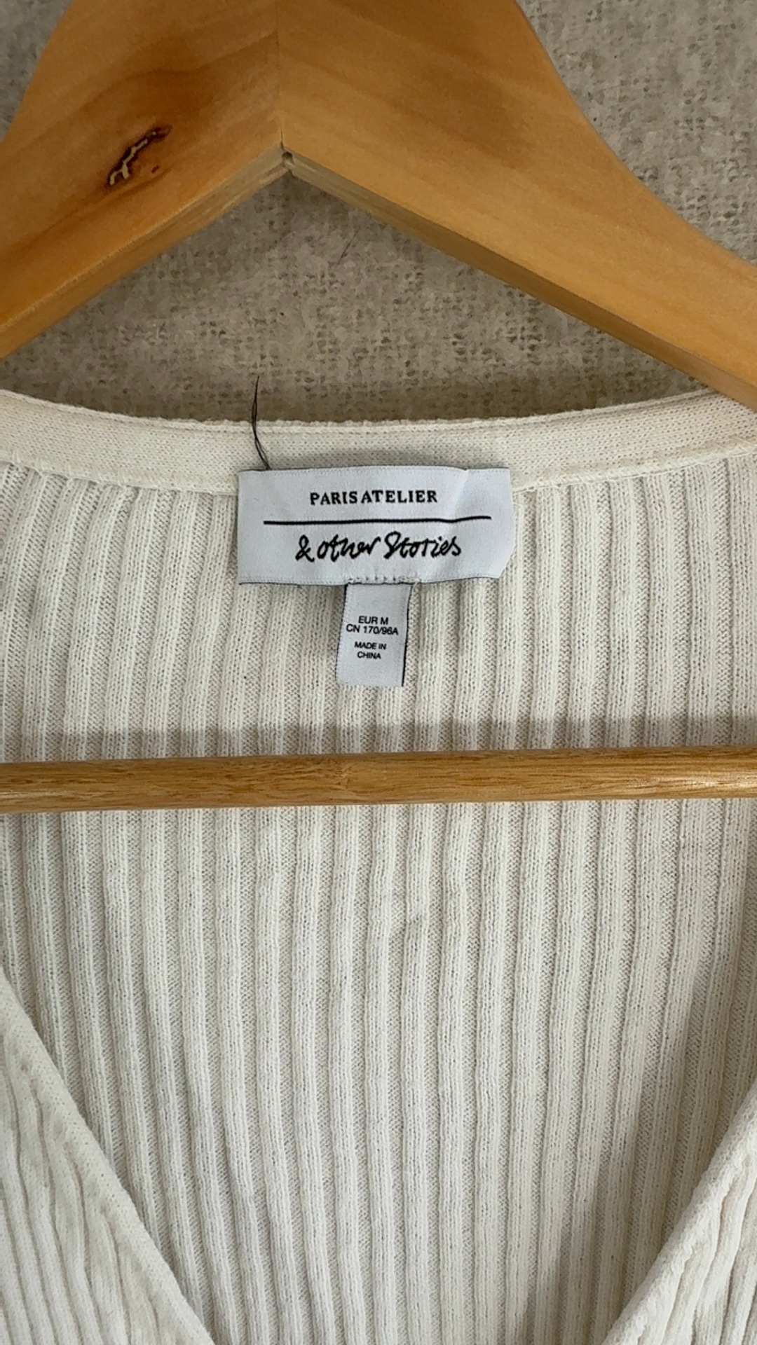 & Other Stories White Ribbed Knit Tie Back Top UK Medium Stylish Chic image 2