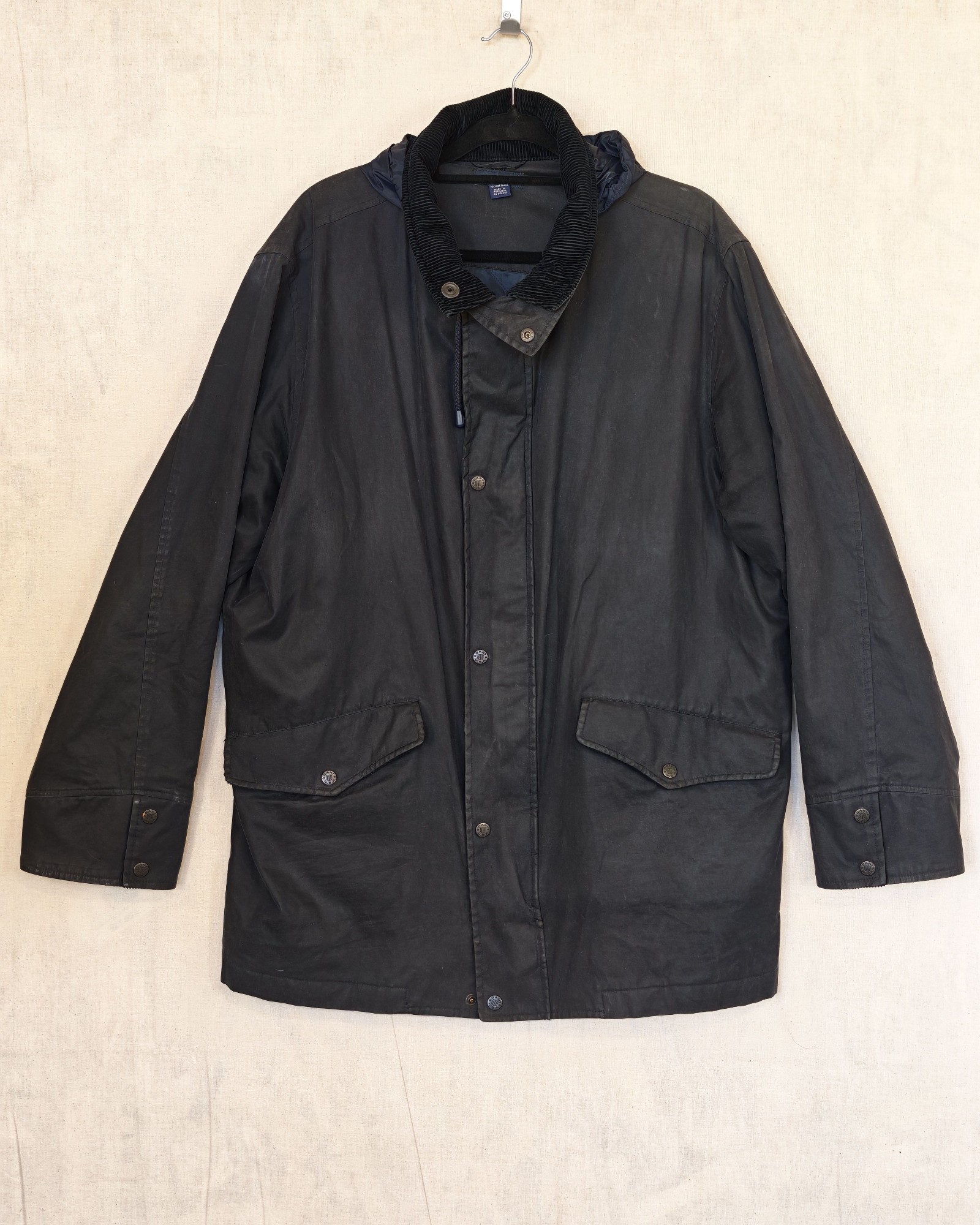 GANT Black Waxed Cotton Parka Medium Hooded Waterproof Jacket