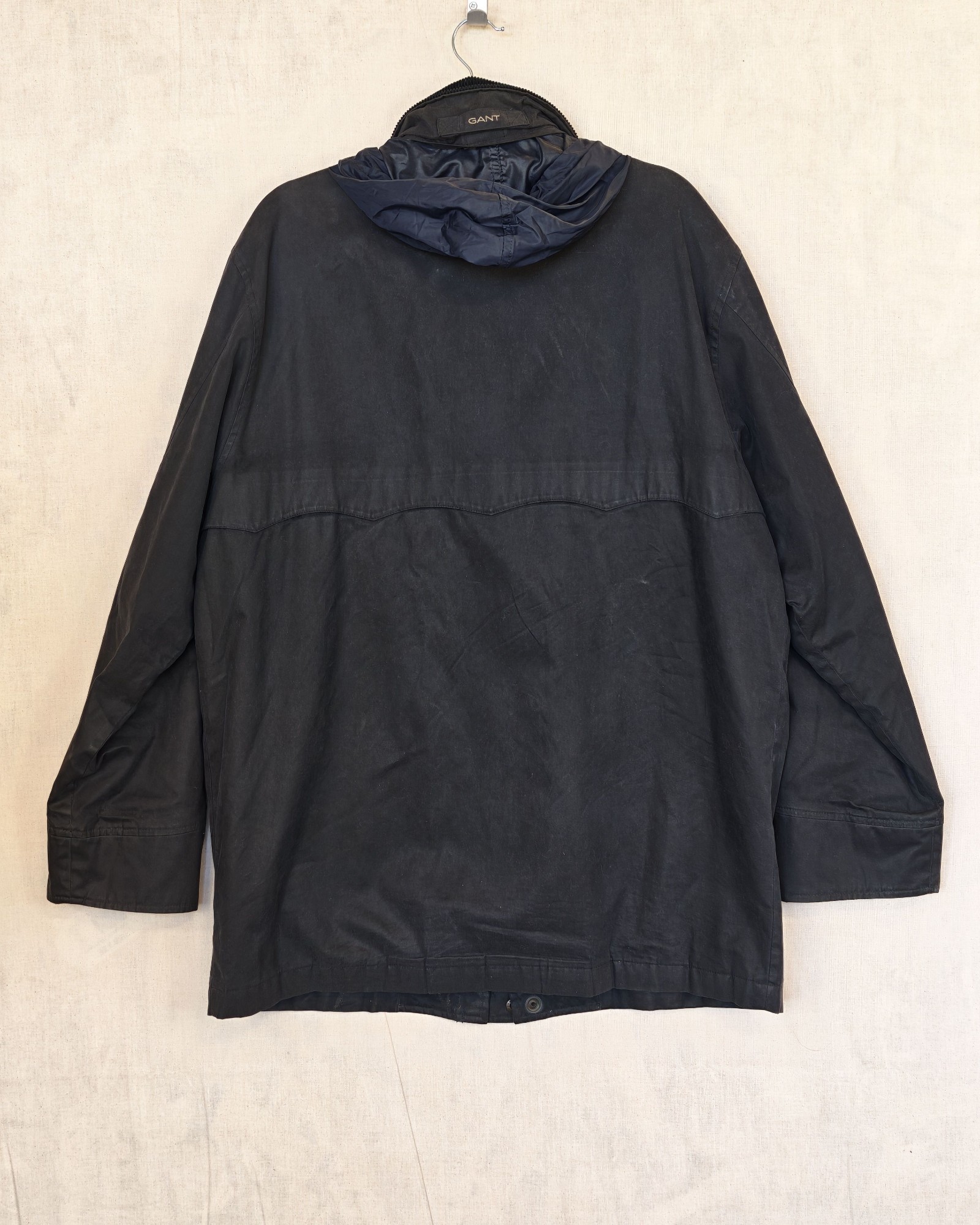 GANT Black Waxed Cotton Parka Medium Hooded Waterproof Jacket image 2