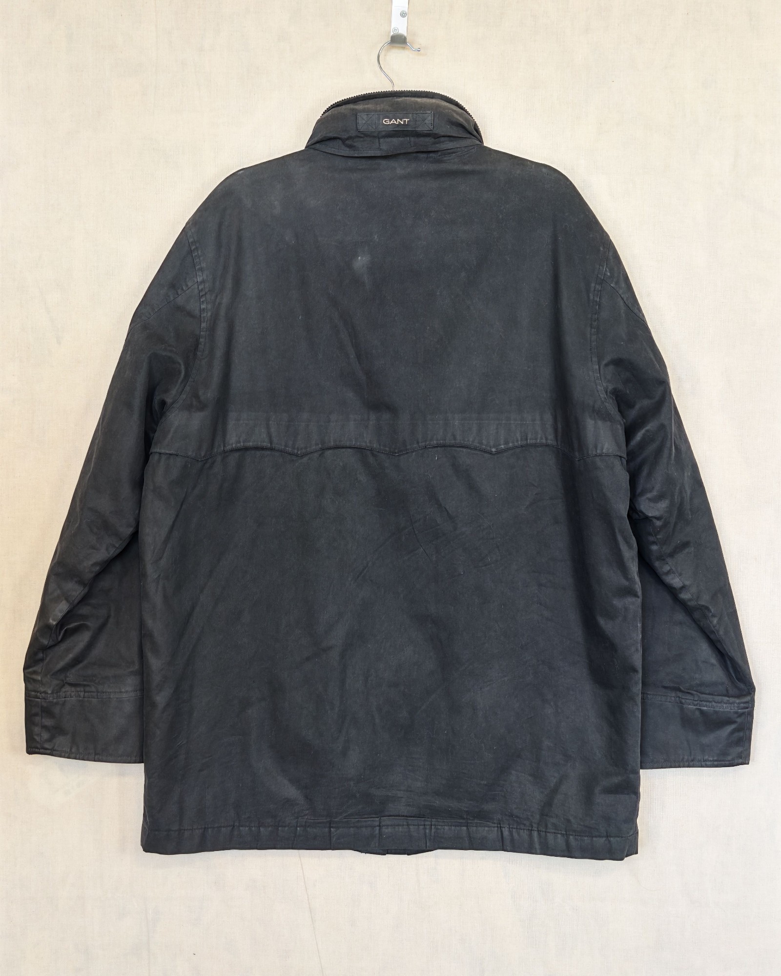 GANT Black Waxed Cotton Parka Medium Hooded Waterproof Jacket image 3