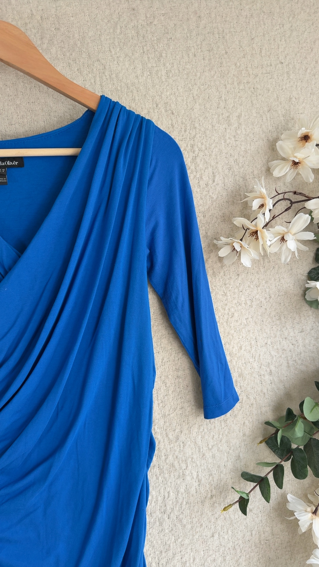 Isabella Oliver Blue Midi Dress UK 10 Ruched Detail Long Sleeves Stylish image 2