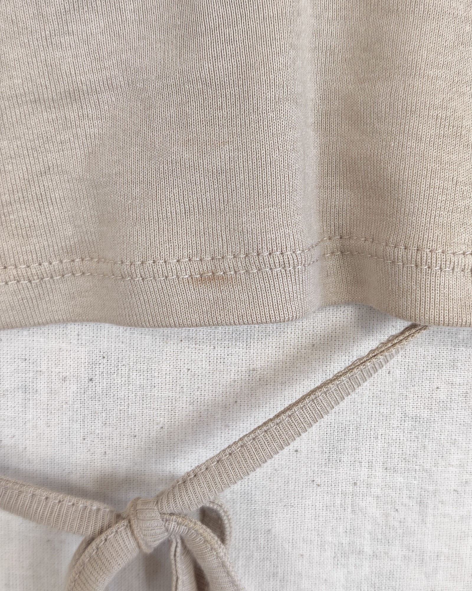 H&M Beige Ribbed Tie-Front Crop Top Small image 2