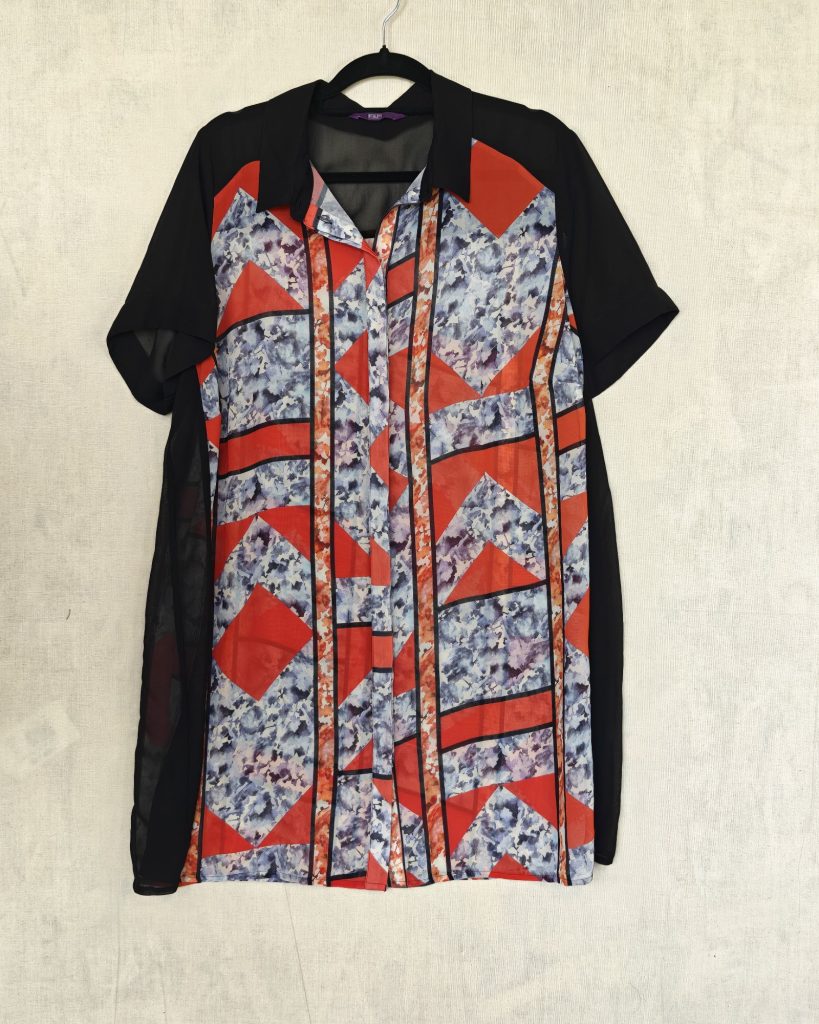 F&F Black & Red Patterned Short Sleeve Shirt Dress